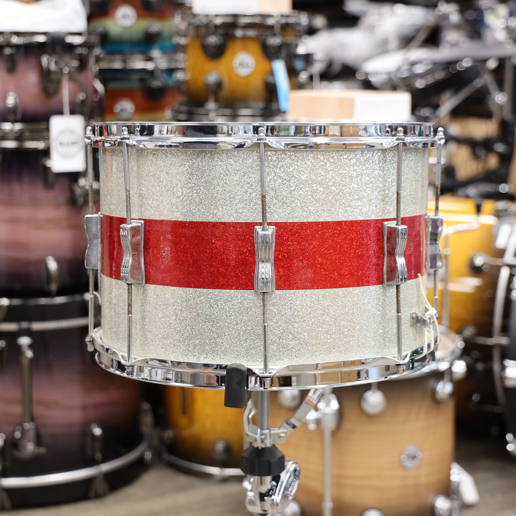Ludwig Vintage 1970s Ludwig Parade Drum 10x15 Silver/Red Sparkle