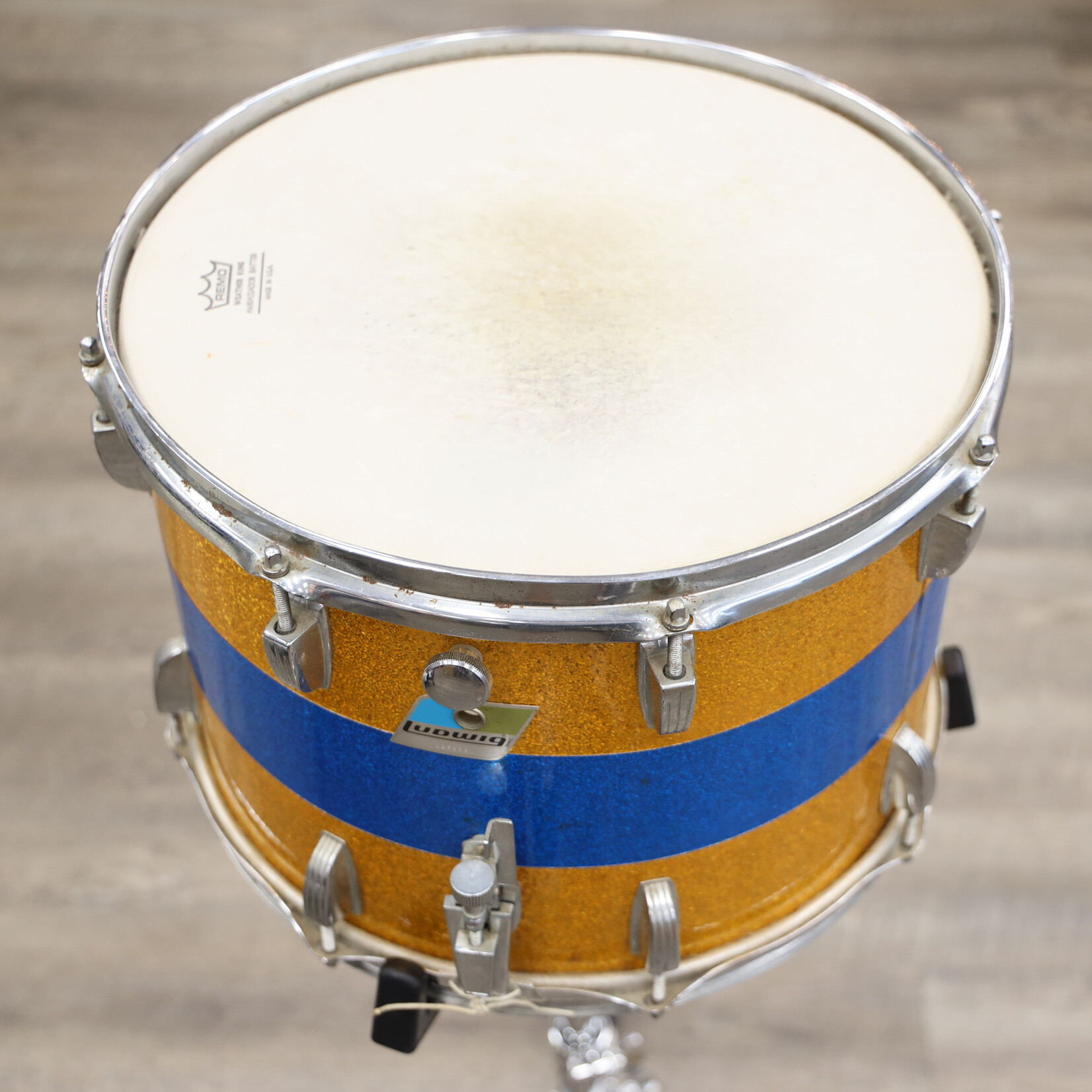 Ludwig Vintage 1970s Ludwig Parade Drum 10x14 Gold/Blue Sparkle
