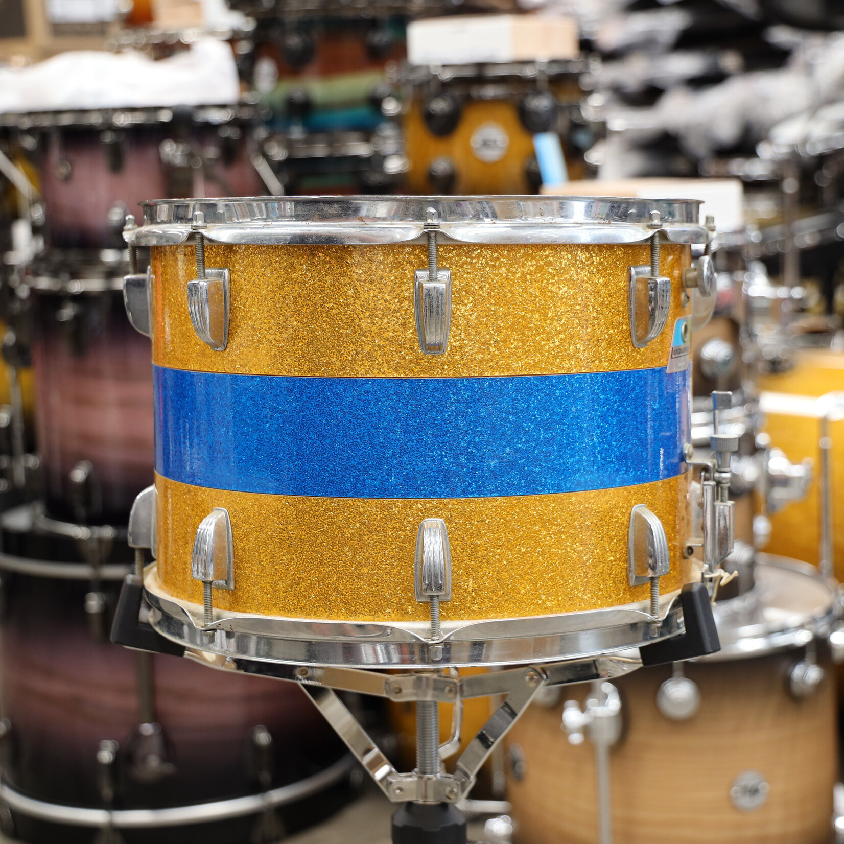Ludwig Vintage 1970s Ludwig Parade Drum 10x14 Gold/Blue Sparkle