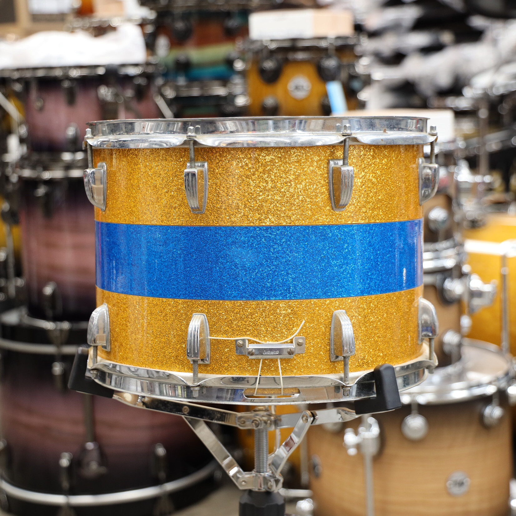 Ludwig Vintage 1970s Ludwig Parade Drum 10x14 Gold/Blue Sparkle