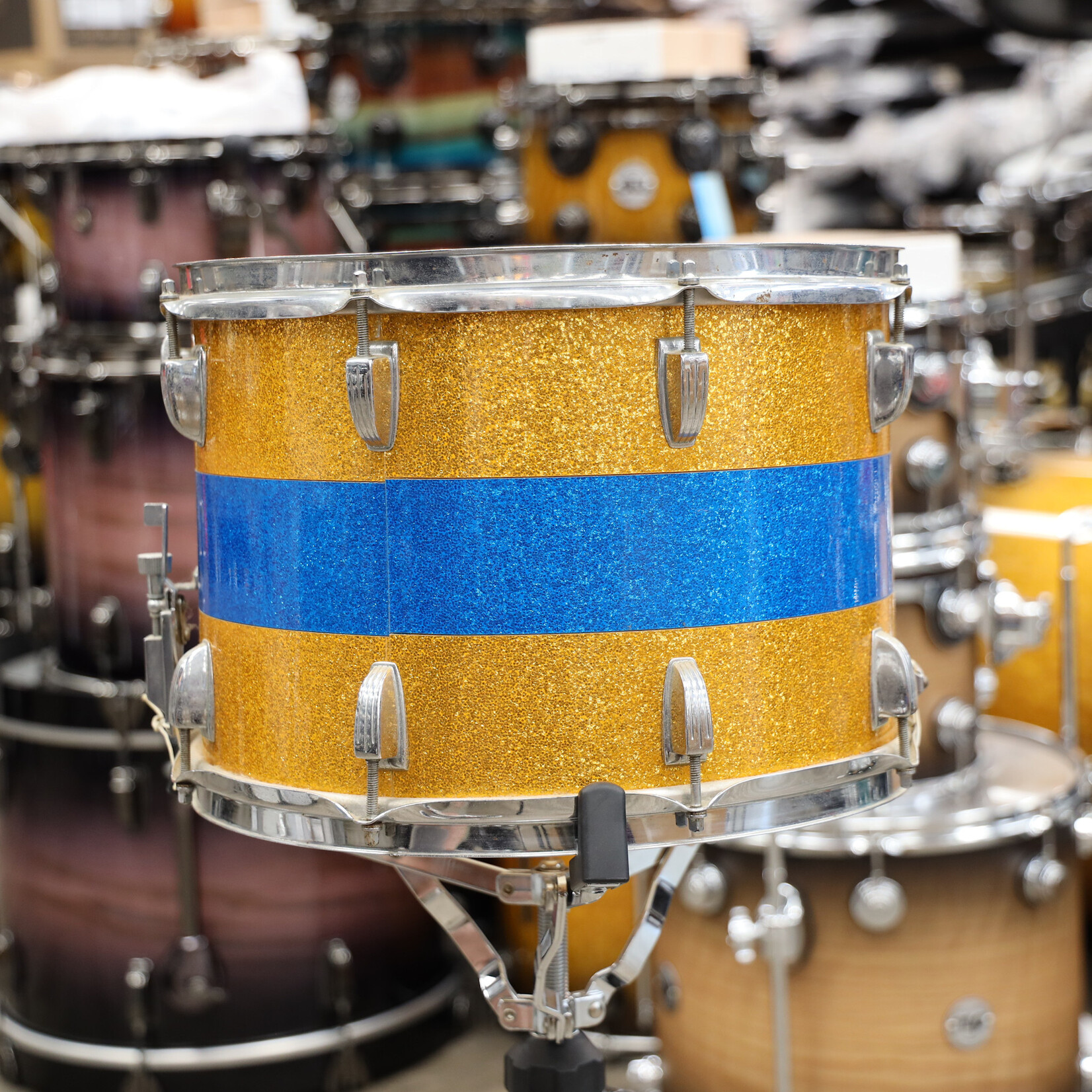 Ludwig Vintage 1970s Ludwig Parade Drum 10x14 Gold/Blue Sparkle