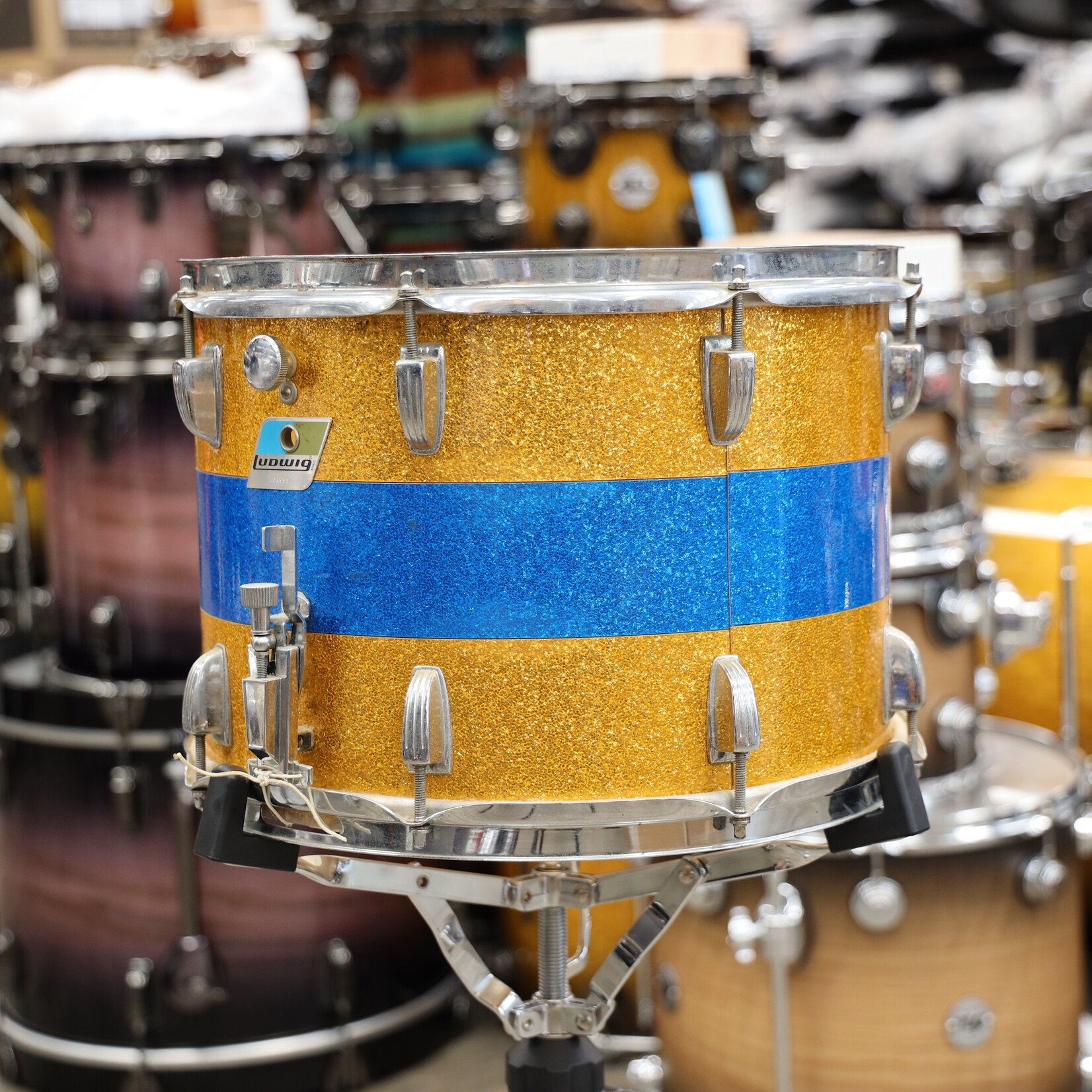 Ludwig Vintage 1970s Ludwig Parade Drum 10x14 Gold/Blue Sparkle