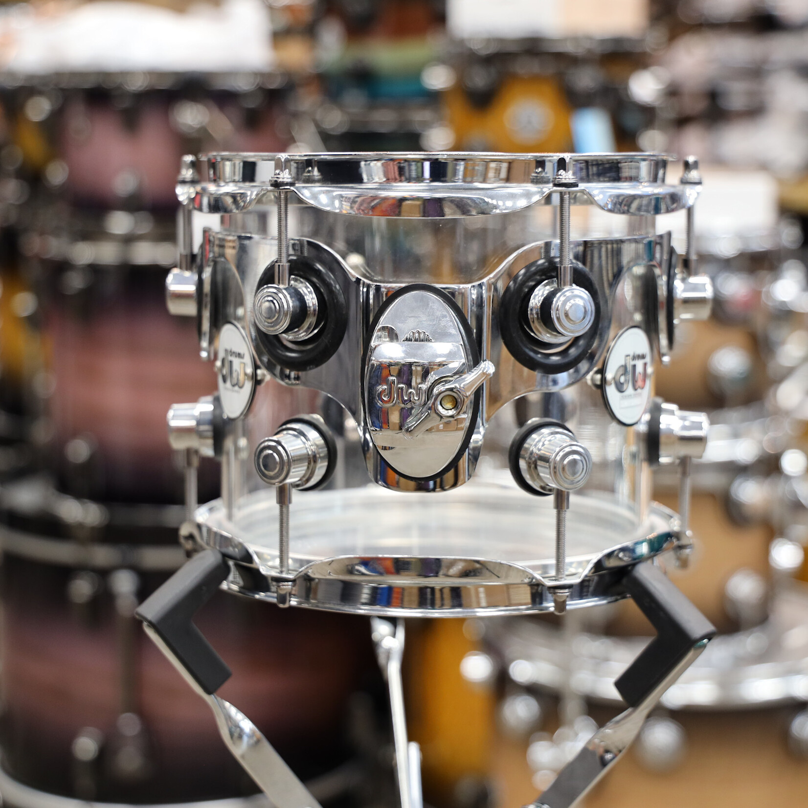 DW Used DW Design Series Rack Tom 7x8 Clear Acrylic