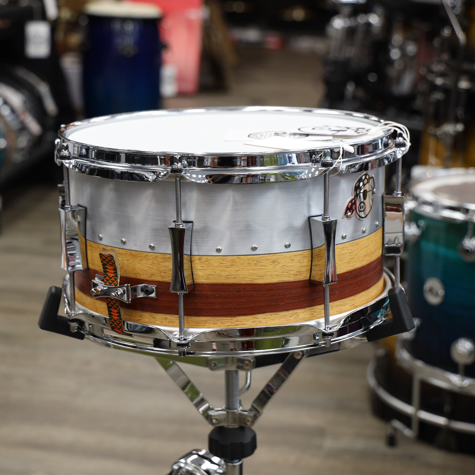 Pork Pie Pork Pie 7x13" Hybrid Shell Aluminum/Maple (Padauk Veneer)