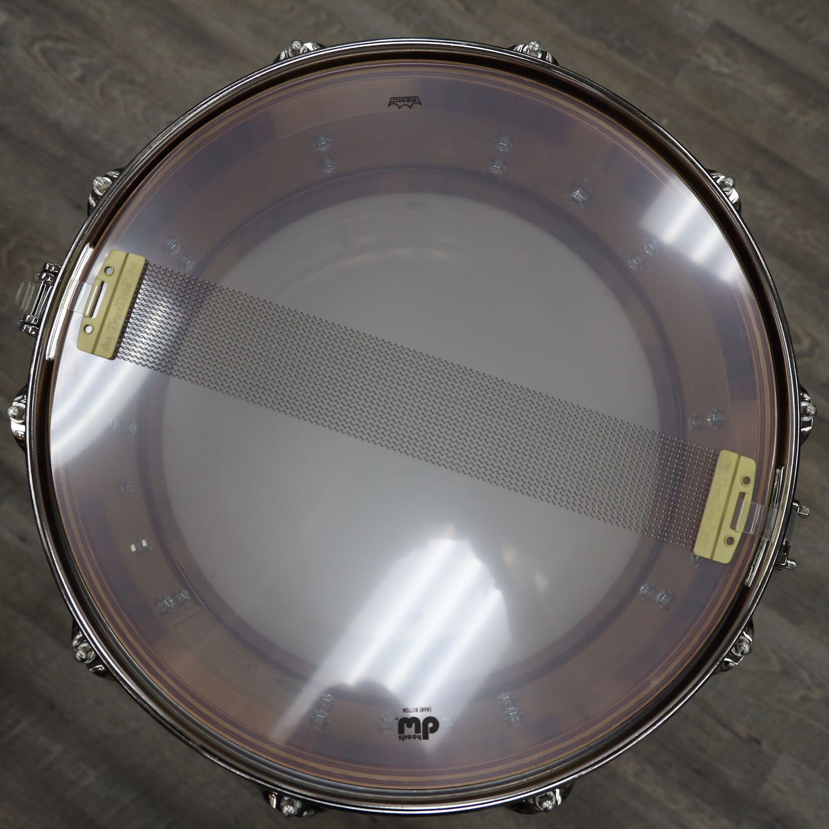 DW DW Collector's Series 6.5x14" Mahogany Purplecore Exotic Snare Drum (Natural Hard Satin over Candy Stripe Padauk w/ Nickel HW)