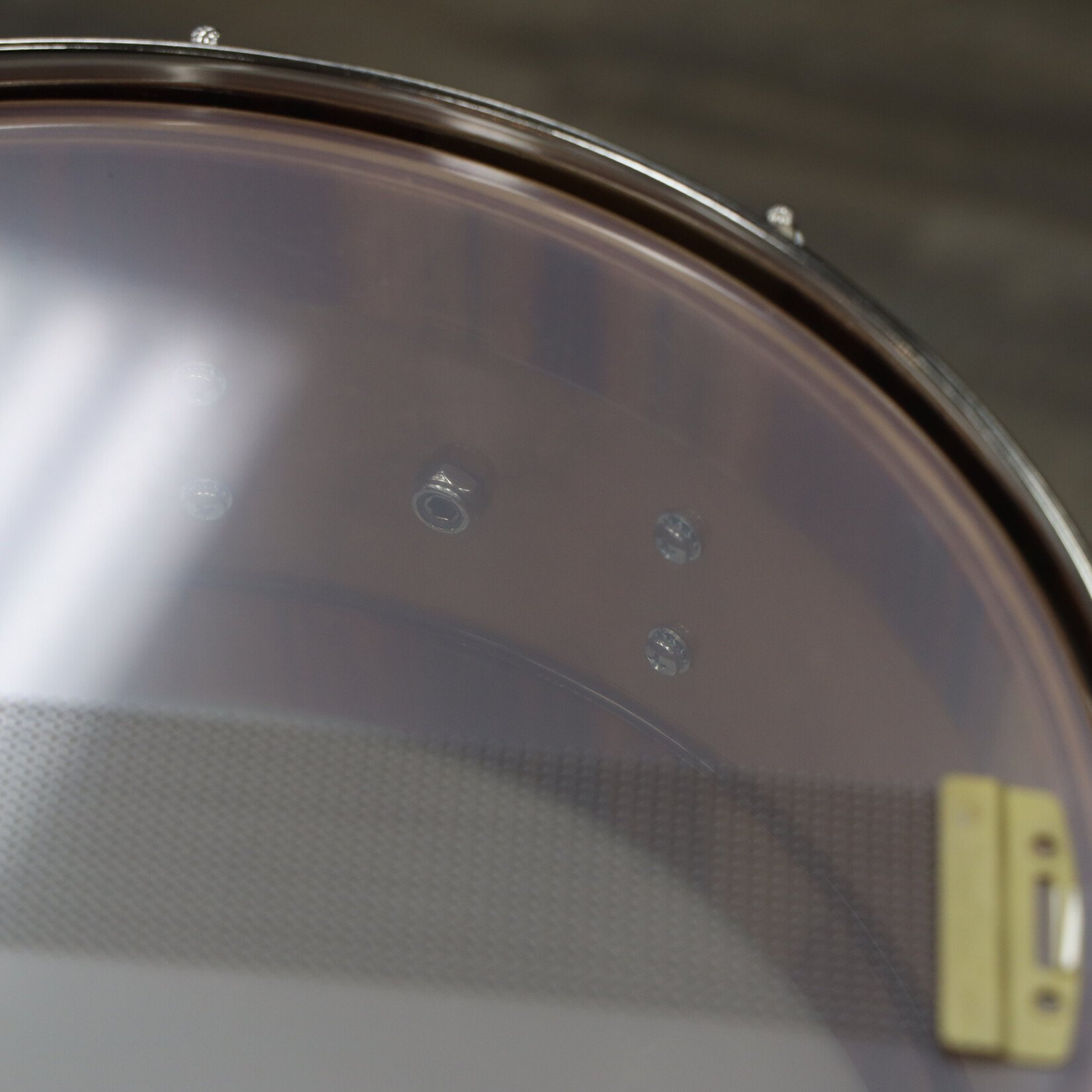 DW DW Collector's Series 6.5x14" Mahogany Purplecore Exotic Snare Drum (Natural Hard Satin over Candy Stripe Padauk w/ Nickel HW)