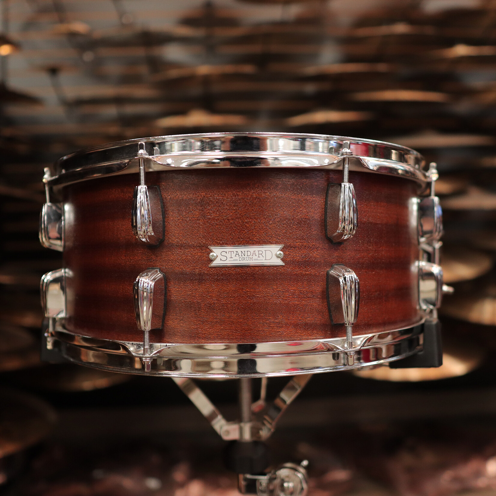 Standard Drum Co. Pre-Owned Standard Drum Co. 7x15" Snare Drum (Ribbon Mahogany Veneer)