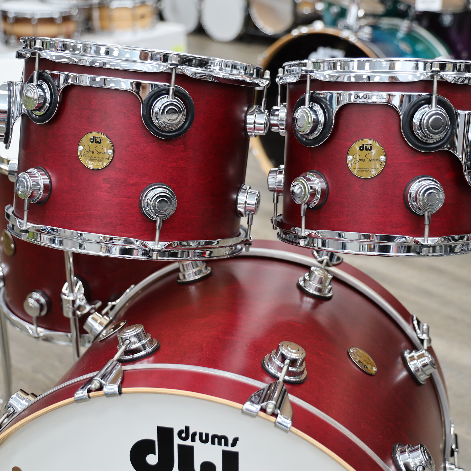 DW DW Jazz Series Maple/Gum 6-Pc Shell Pack 8/10/12/14/16/22 (Cherry Satin Oil w/ Chrome Hardware)
