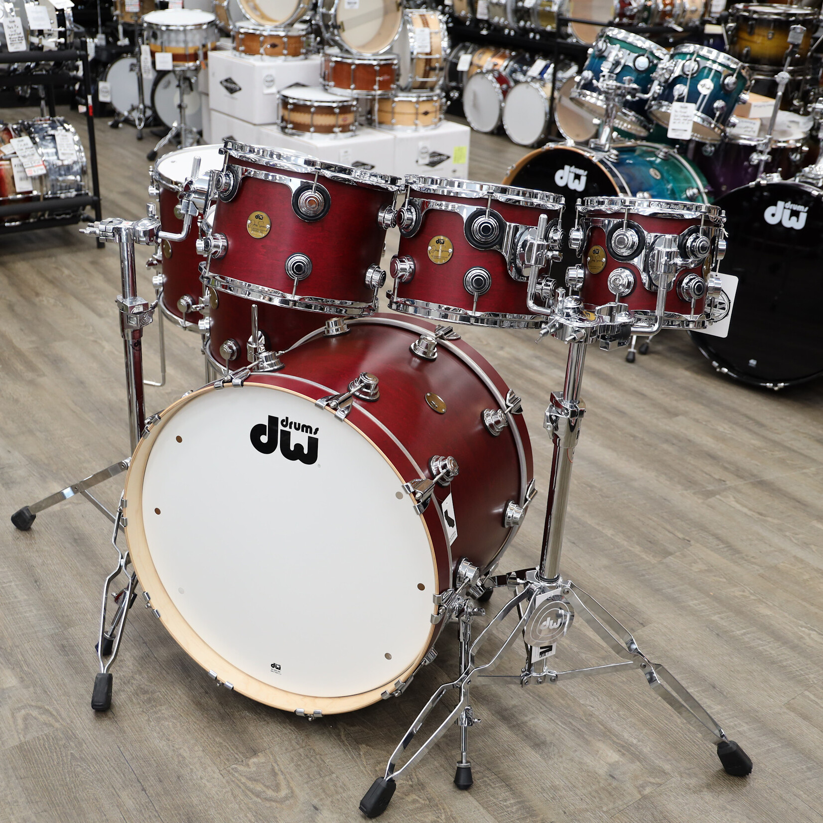 DW DW Jazz Series Maple/Gum 6-Pc Shell Pack 8/10/12/14/16/22 (Cherry Satin Oil w/ Chrome Hardware)