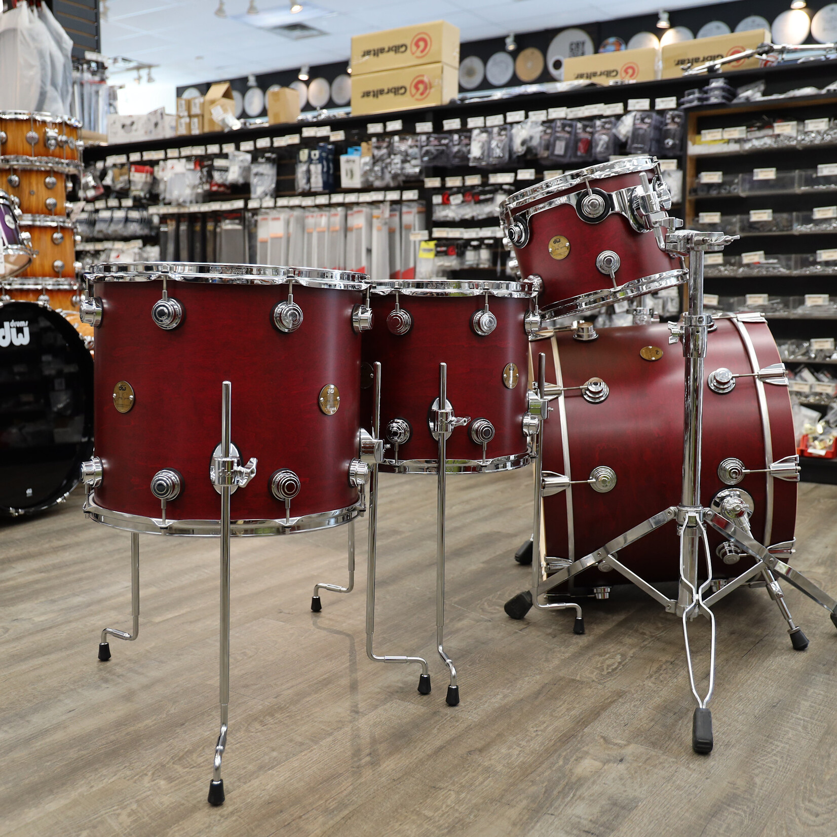 DW DW Jazz Series Maple/Gum 6-Pc Shell Pack 8/10/12/14/16/22 (Cherry Satin Oil w/ Chrome Hardware)