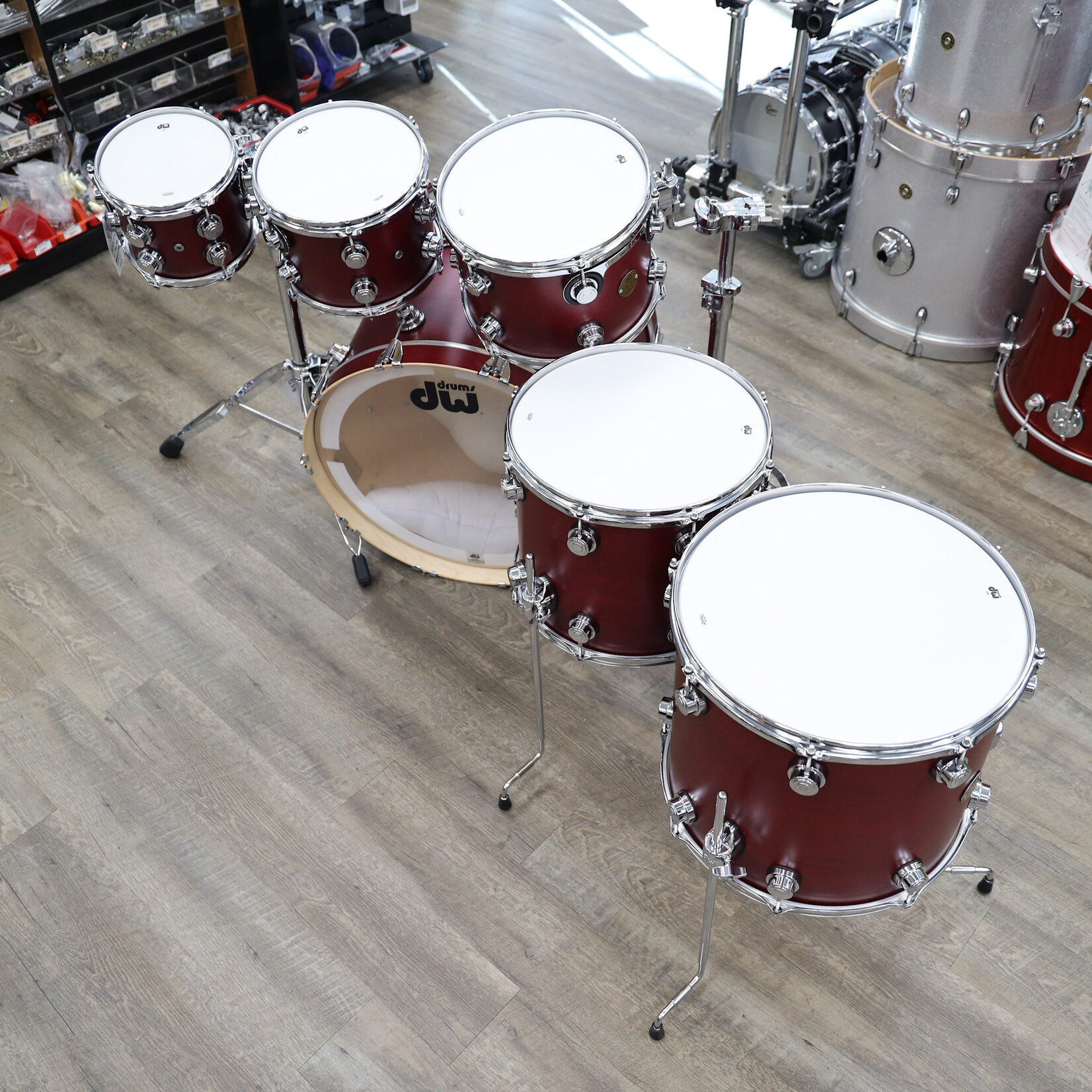DW DW Jazz Series Maple/Gum 6-Pc Shell Pack 8/10/12/14/16/22 (Cherry Satin Oil w/ Chrome Hardware)