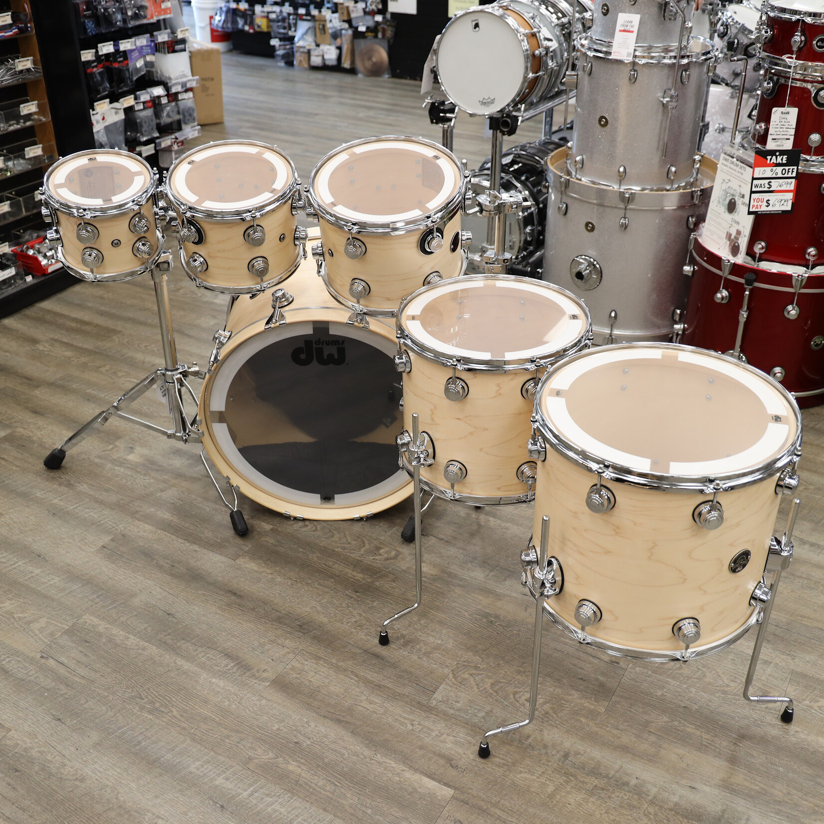 DW DW Collector's Series Santa Monica 6-Piece Shell Pack 22/8/10/12/14/16 (Satin Oil w/ Chrome Hardware)