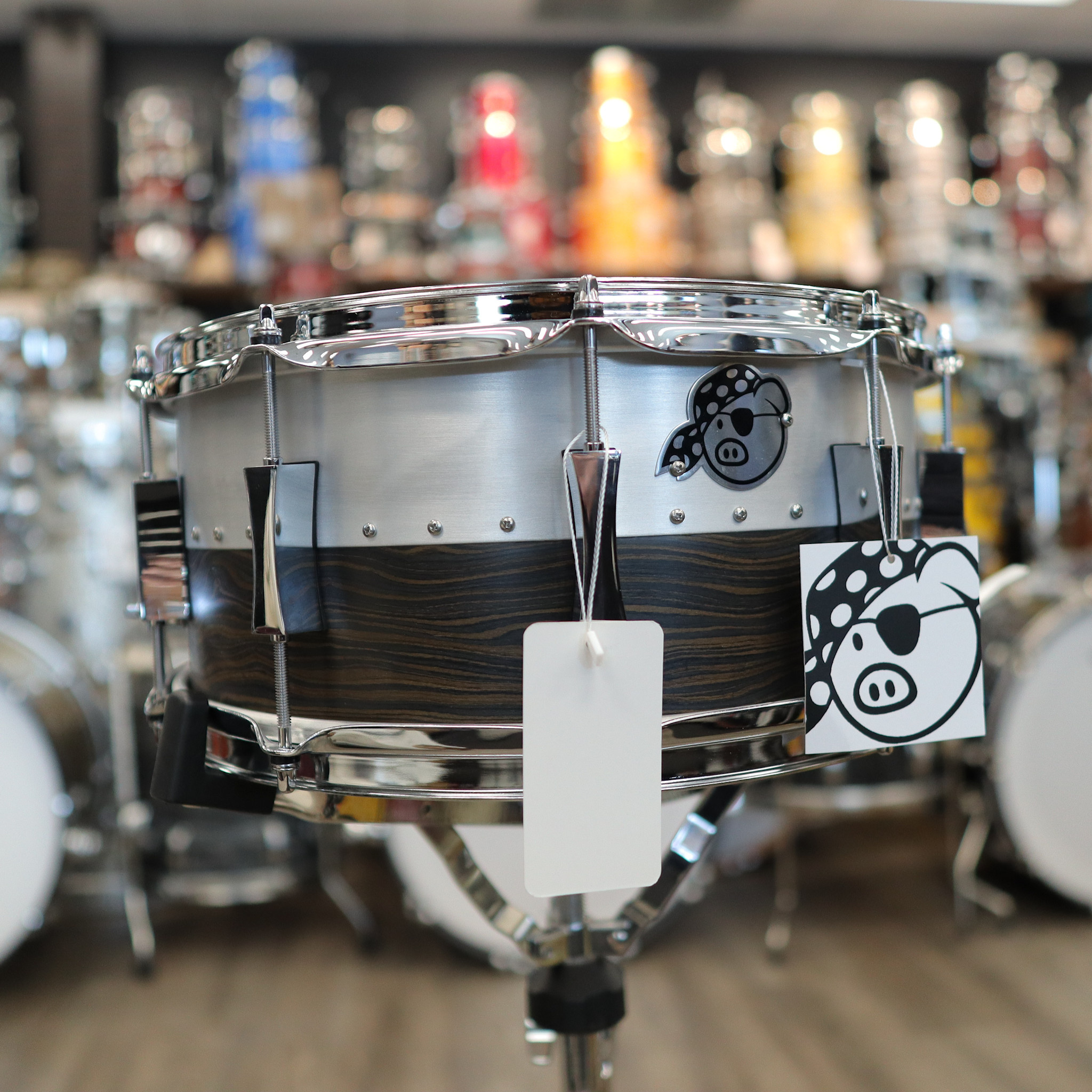 PORK PIEポークパイBLACK CHROME BRASS 6.5 SKB付 Pork Pie Big Black Brass Snare Drum With Tube Lugs and