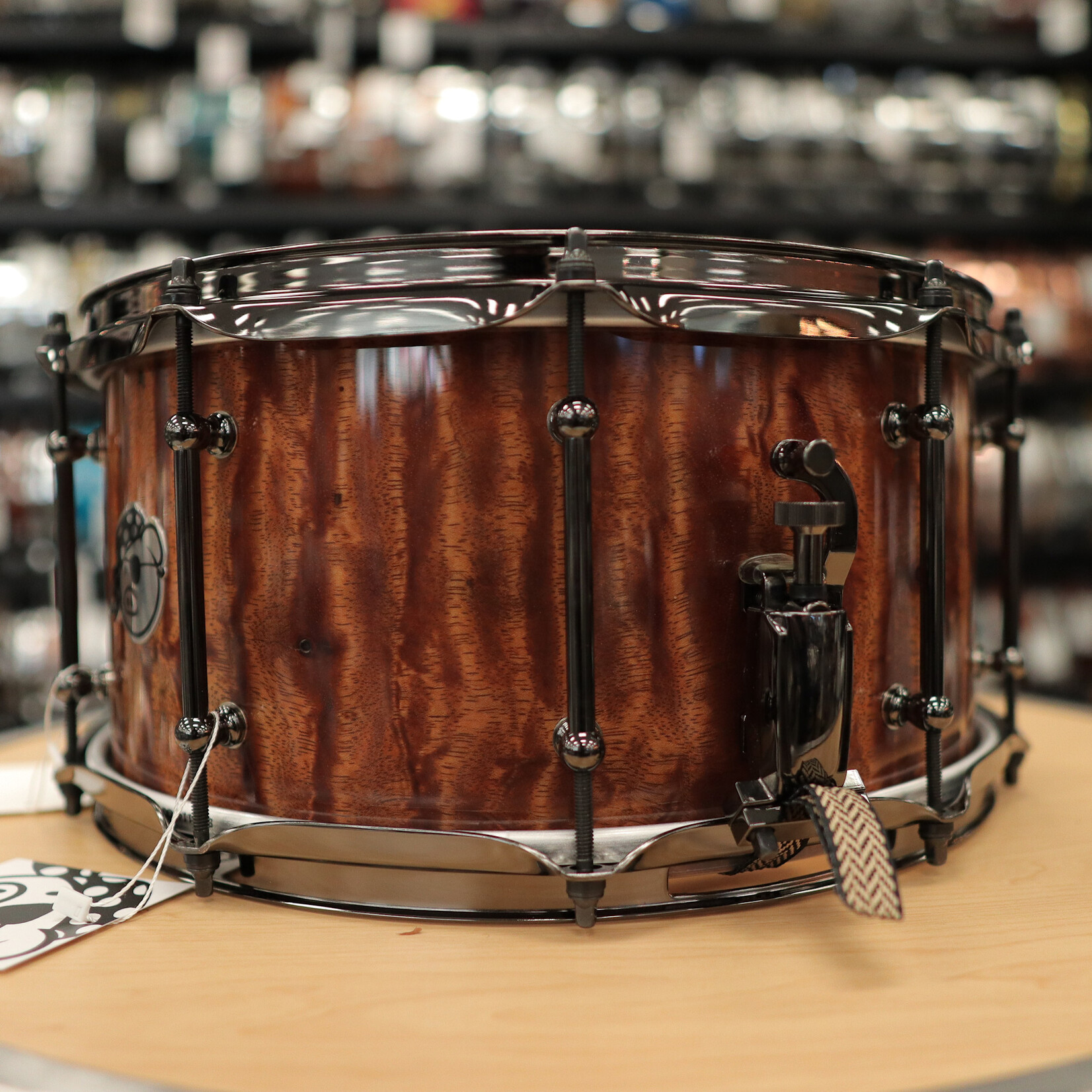 Pork Pie Pork Pie 7x14" Maple Max Snare Drum (Waterfall Bubinga High-Gloss w/ Black Nickel Hardware)