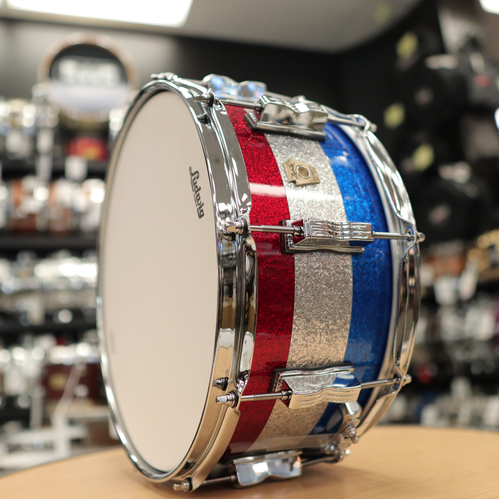 Ludwig Ludwig Classic Maple 6.5x14" Snare Drum (Red/ Silver/ Blue Tri-band)