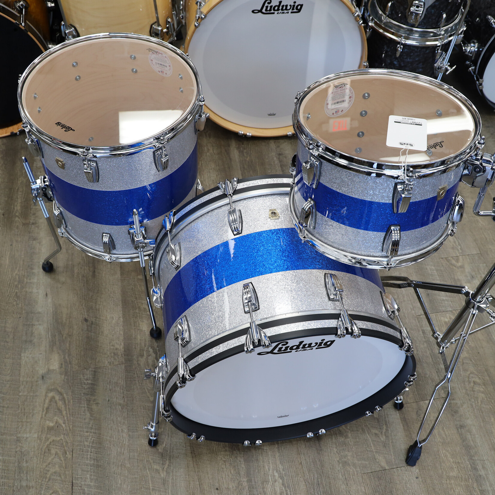 Ludwig Ludwig Classic Maple FAB 3-Piece Shell Pack 13/16/22 (Silver/ Blue/ Silver Tri-band)