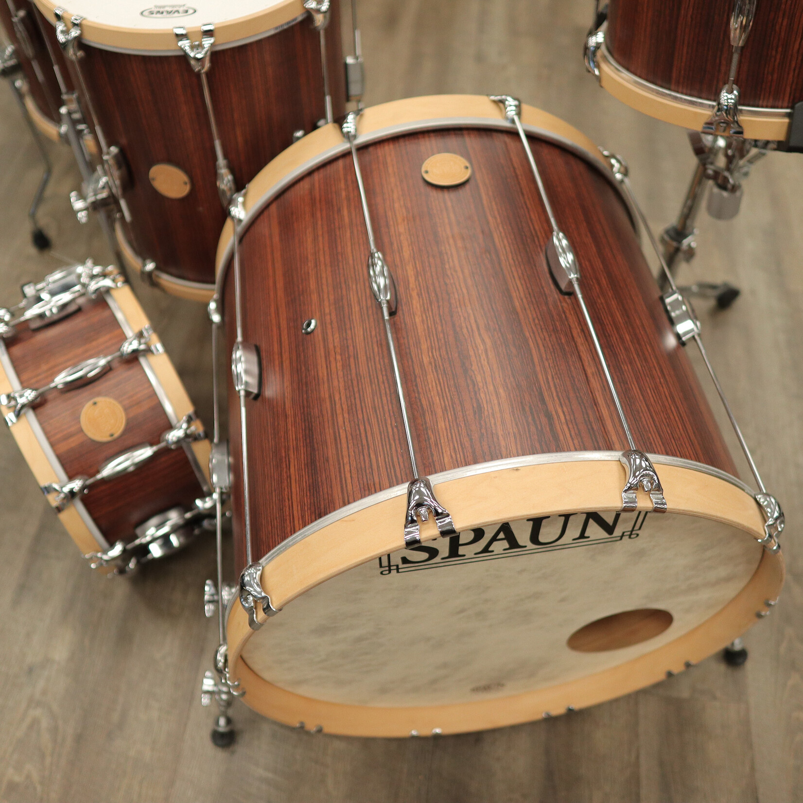 Spaun Used Spaun Revolutionary 6-Piece Maple Shell Pack 13/14/16/18/22/6.5x14 (Vertical Caramel Zebrawood)