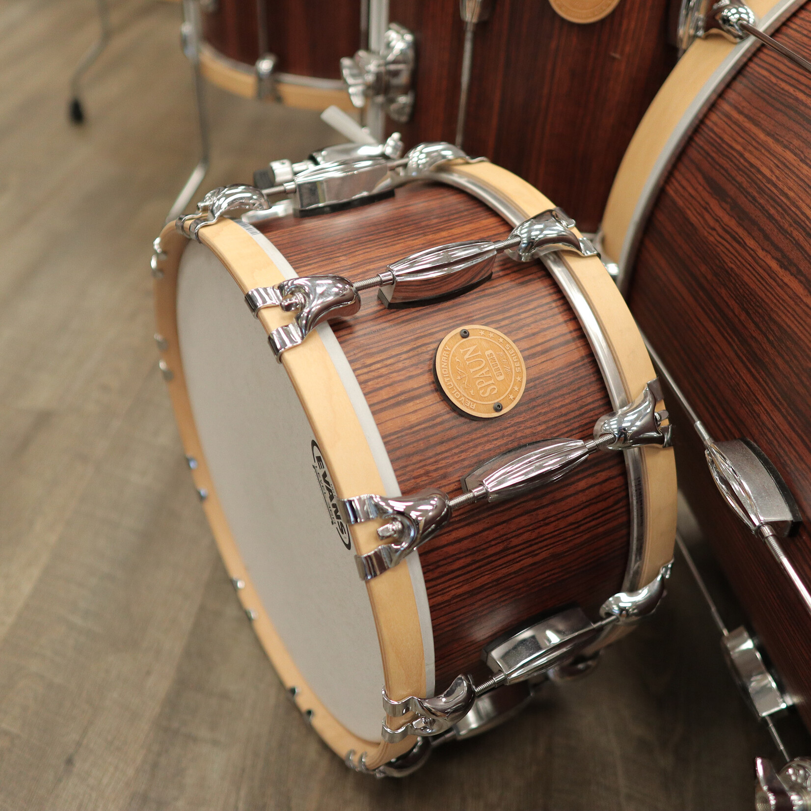 Spaun Used Spaun Revolutionary 6-Piece Maple Shell Pack 13/14/16/18/22/6.5x14 (Vertical Caramel Zebrawood)