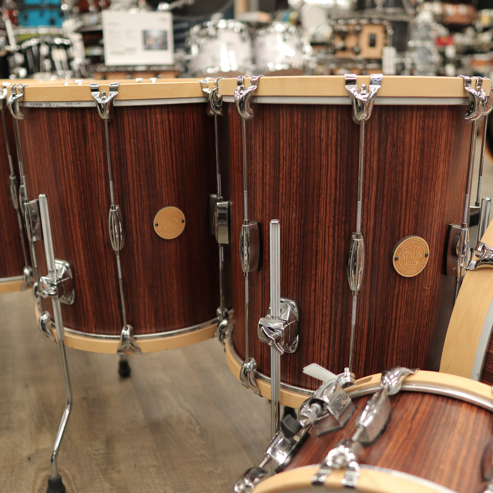 Spaun Used Spaun Revolutionary 6-Piece Maple Shell Pack 13/14/16/18/22/6.5x14 (Vertical Caramel Zebrawood)