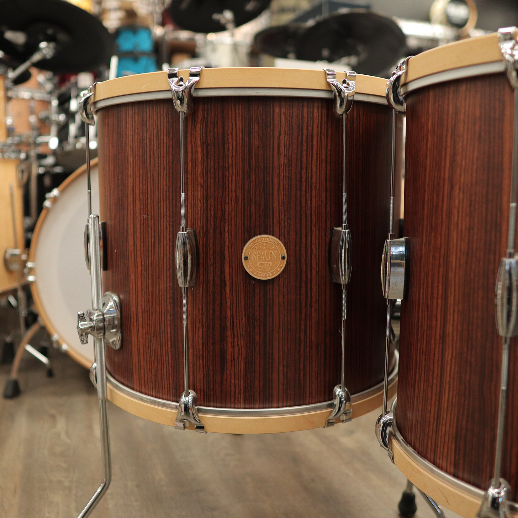 Spaun Used Spaun Revolutionary 6-Piece Maple Shell Pack 13/14/16/18/22/6.5x14 (Vertical Caramel Zebrawood)