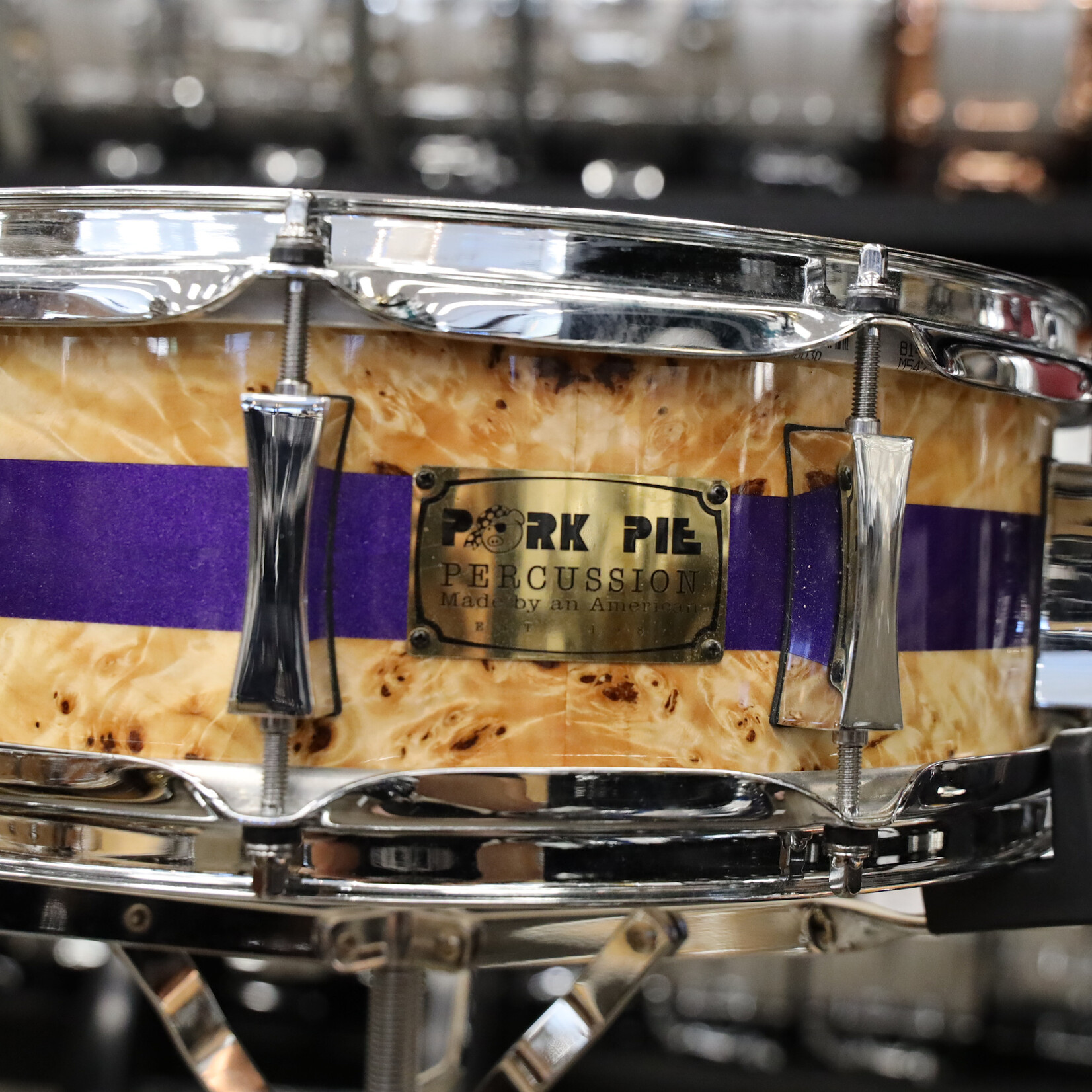 Pork Pie Pre-Owned Pork Pie 5x14 Maple Snare Drum Mappa Burl/Metallic Purple 2024
