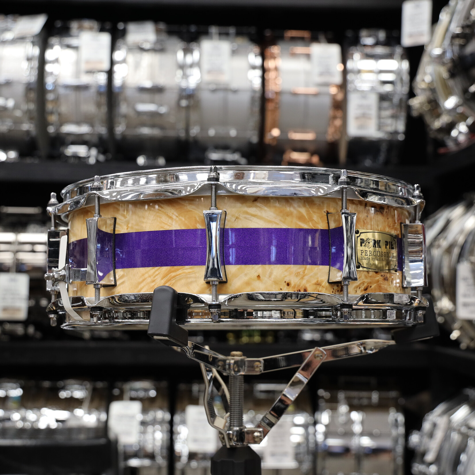 Pork Pie Pre-Owned Pork Pie 5x14 Maple Snare Drum Mappa Burl/Metallic Purple 2024