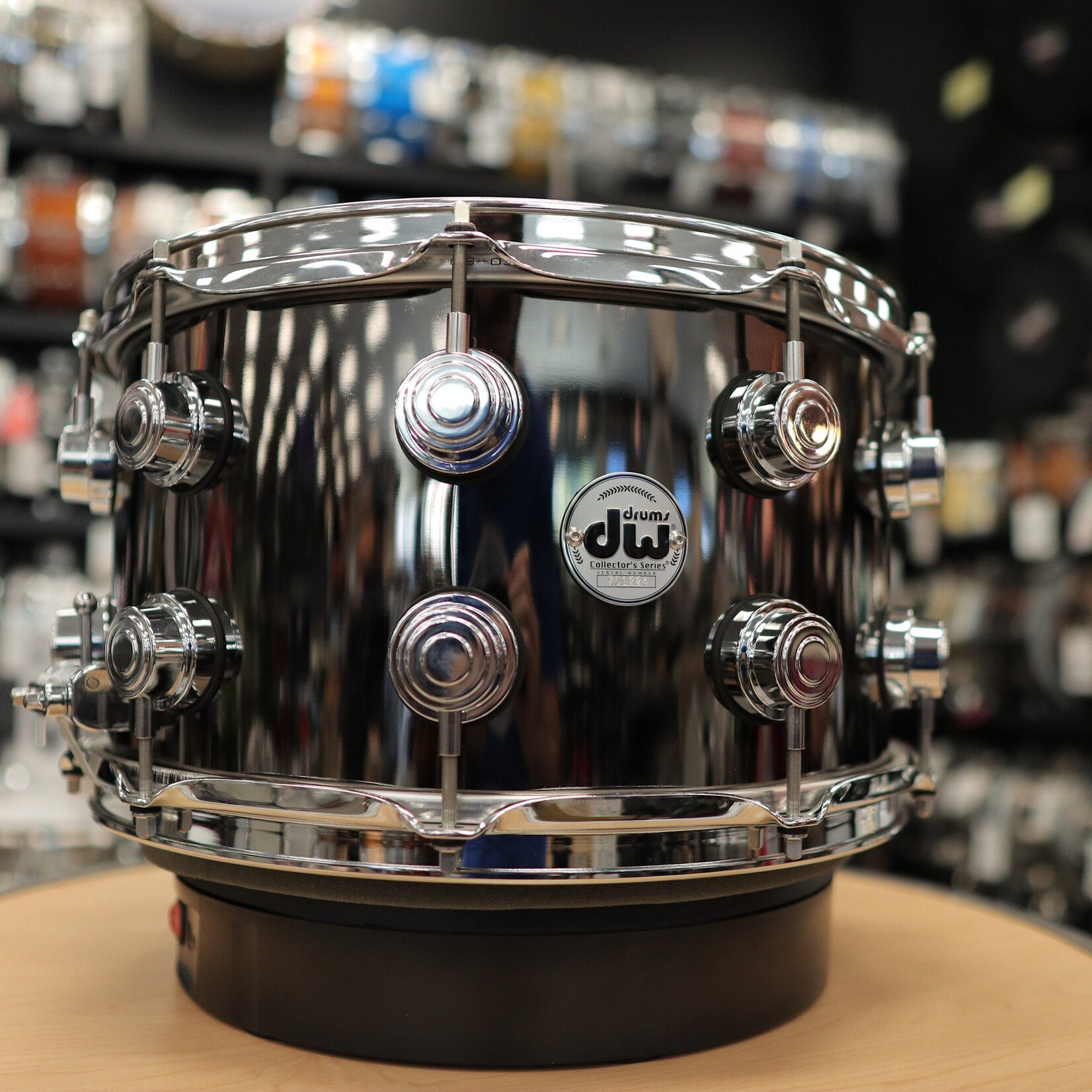 DW Pre-Owned DW Collector's Series Black Nickel over Brass 8x14 Snare Drum w/ Internal Mounted Mic