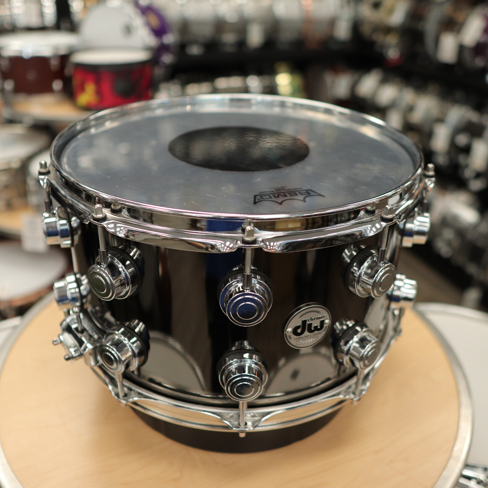 DW Pre-Owned DW Collector's Series Black Nickel over Brass 8x14 Snare Drum w/ Internal Mounted Mic