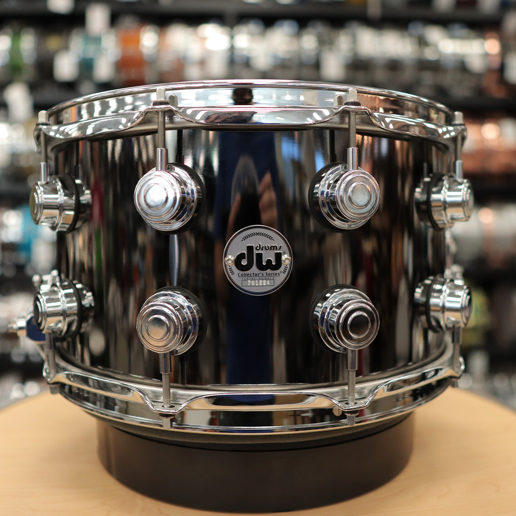 DW Pre-Owned DW Collector's Series Black Nickel over Brass 8x14 Snare Drum w/ Internal Mounted Mic