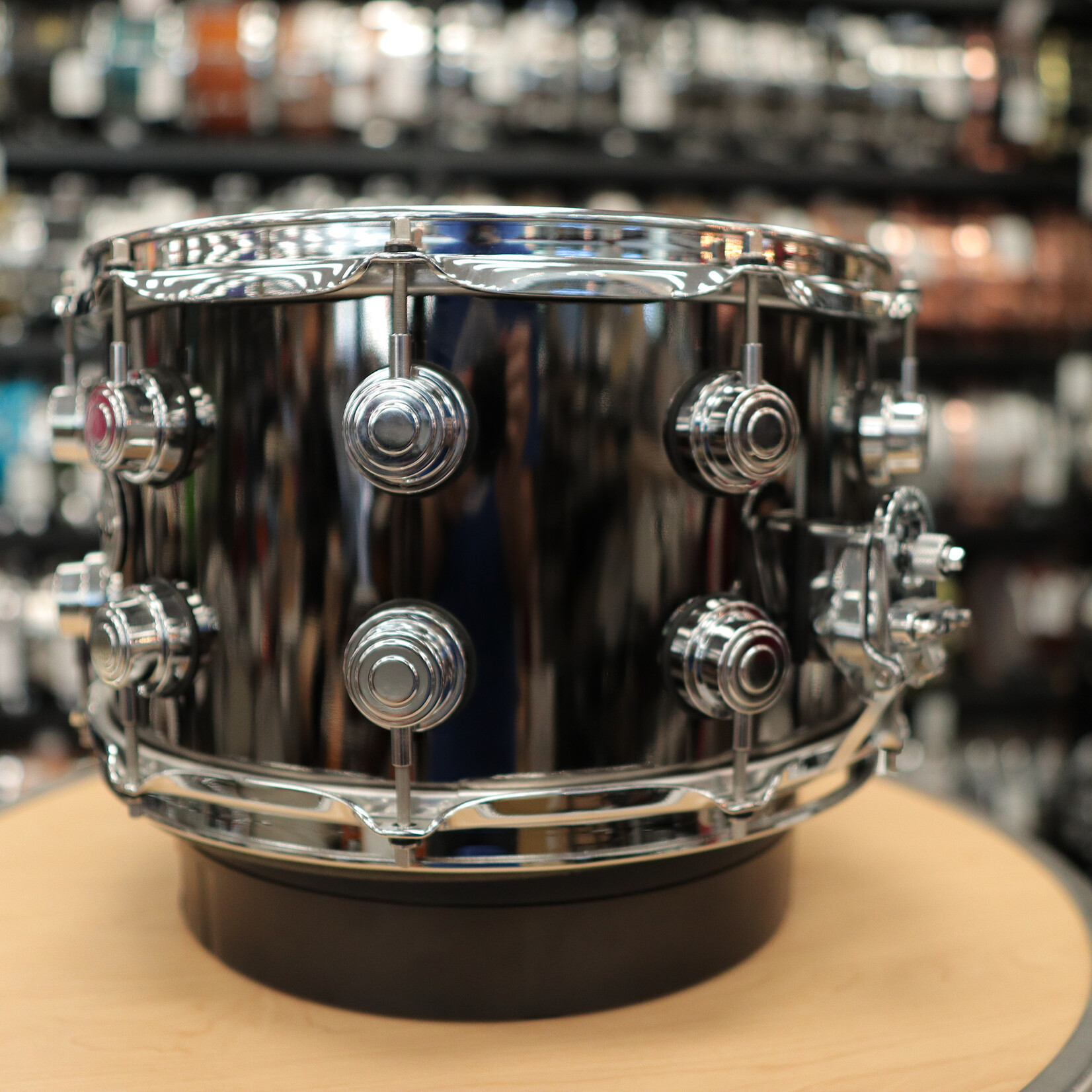 DW Pre-Owned DW Collector's Series Black Nickel over Brass 8x14 Snare Drum w/ Internal Mounted Mic