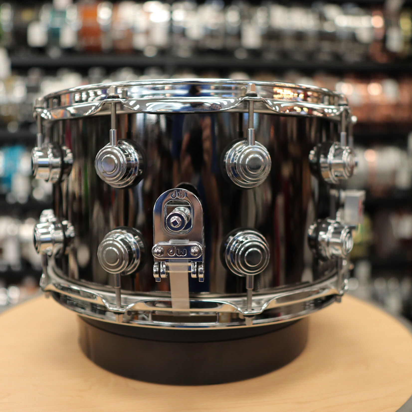 DW Pre-Owned DW Collector's Series Black Nickel over Brass 8x14 Snare Drum w/ Internal Mounted Mic