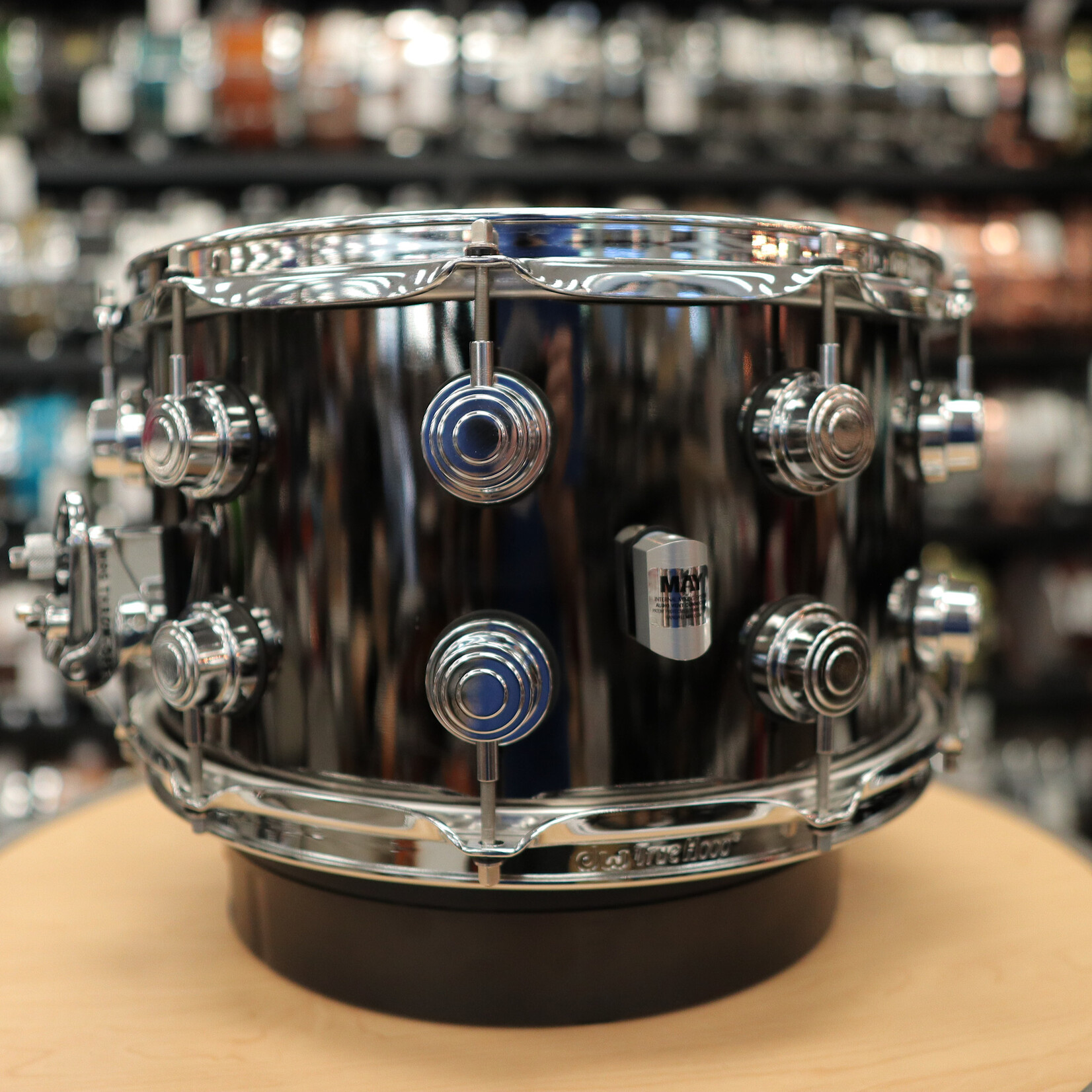 DW Pre-Owned DW Collector's Series Black Nickel over Brass 8x14 Snare Drum w/ Internal Mounted Mic