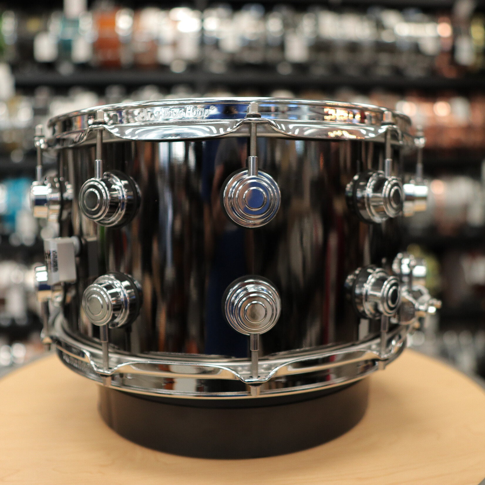 DW Pre-Owned DW Collector's Series Black Nickel over Brass 8x14 Snare Drum w/ Internal Mounted Mic
