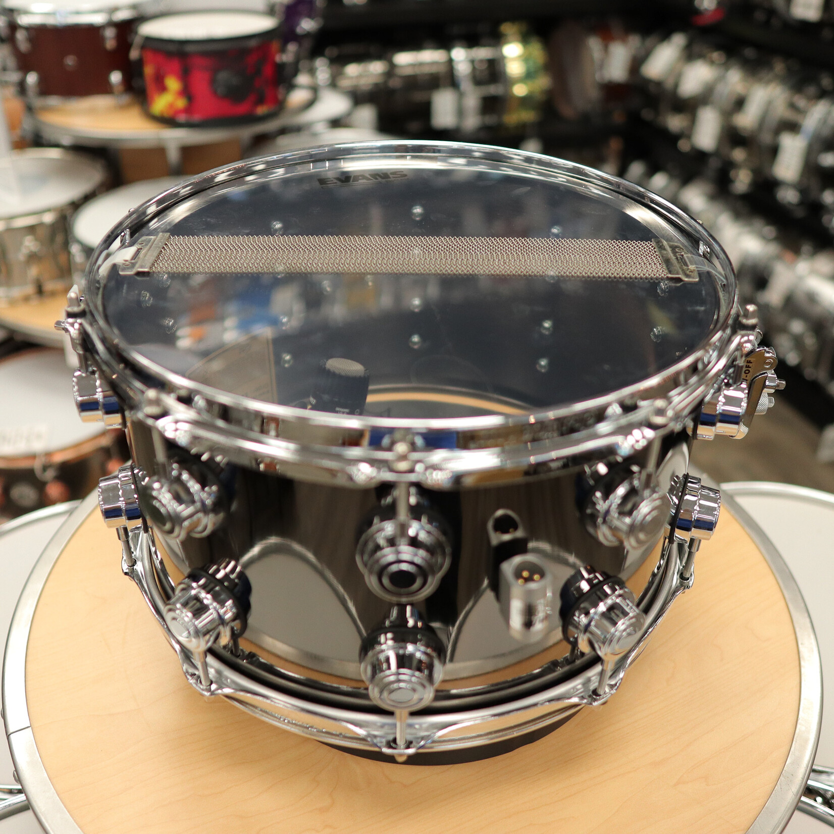 DW Pre-Owned DW Collector's Series Black Nickel over Brass 8x14 Snare Drum w/ Internal Mounted Mic