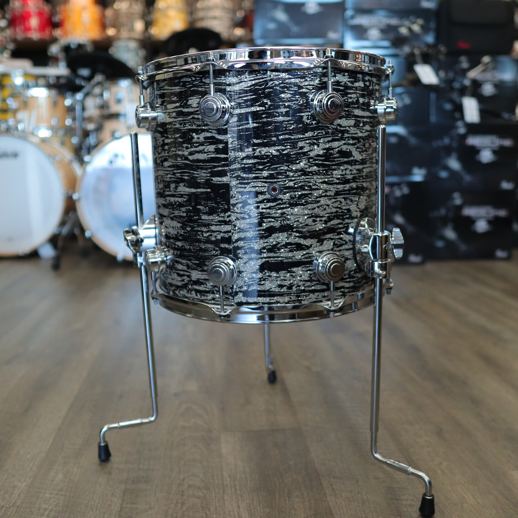 DW Pre-Owned DW Collector's Series 13x14" Maple/Mahogany Floor Tom (Black Oyster Glass)