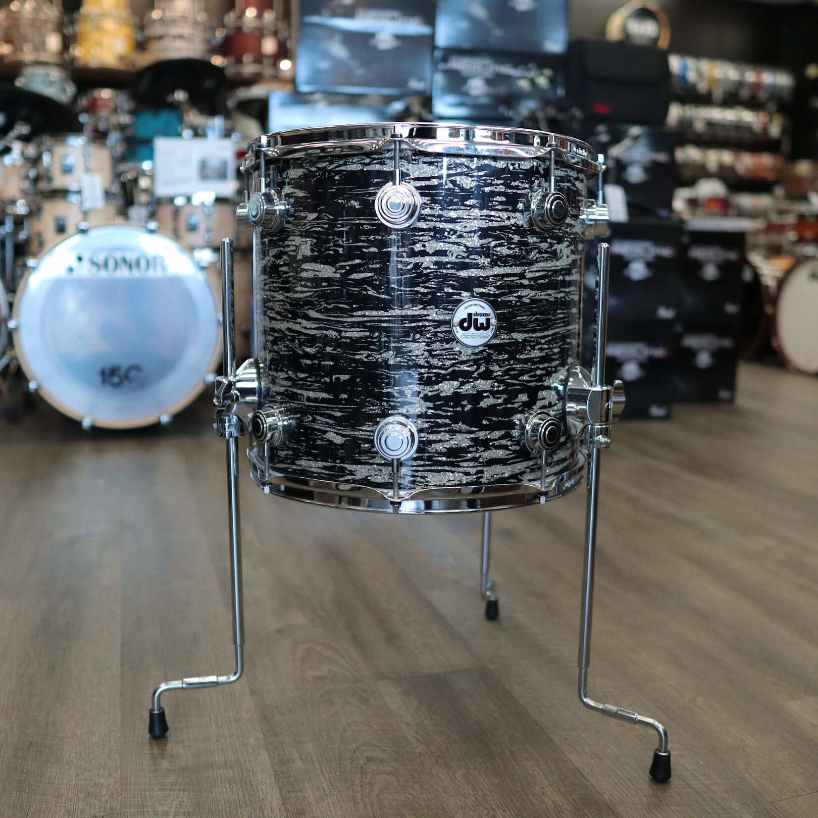 DW Pre-Owned DW Collector's Series 13x14" Maple/Mahogany Floor Tom (Black Oyster Glass)