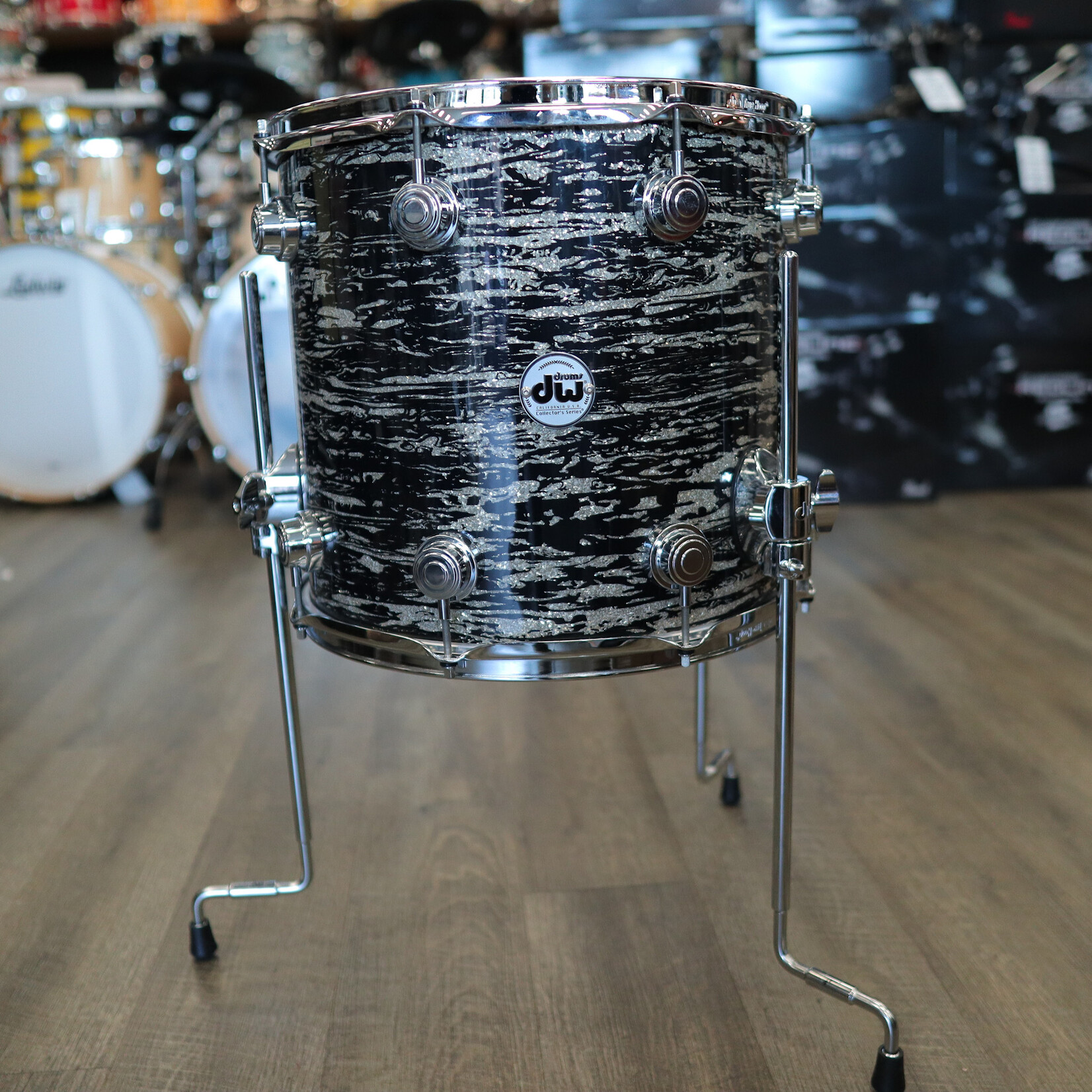 DW Pre-Owned DW Collector's Series 13x14" Maple/Mahogany Floor Tom (Black Oyster Glass)