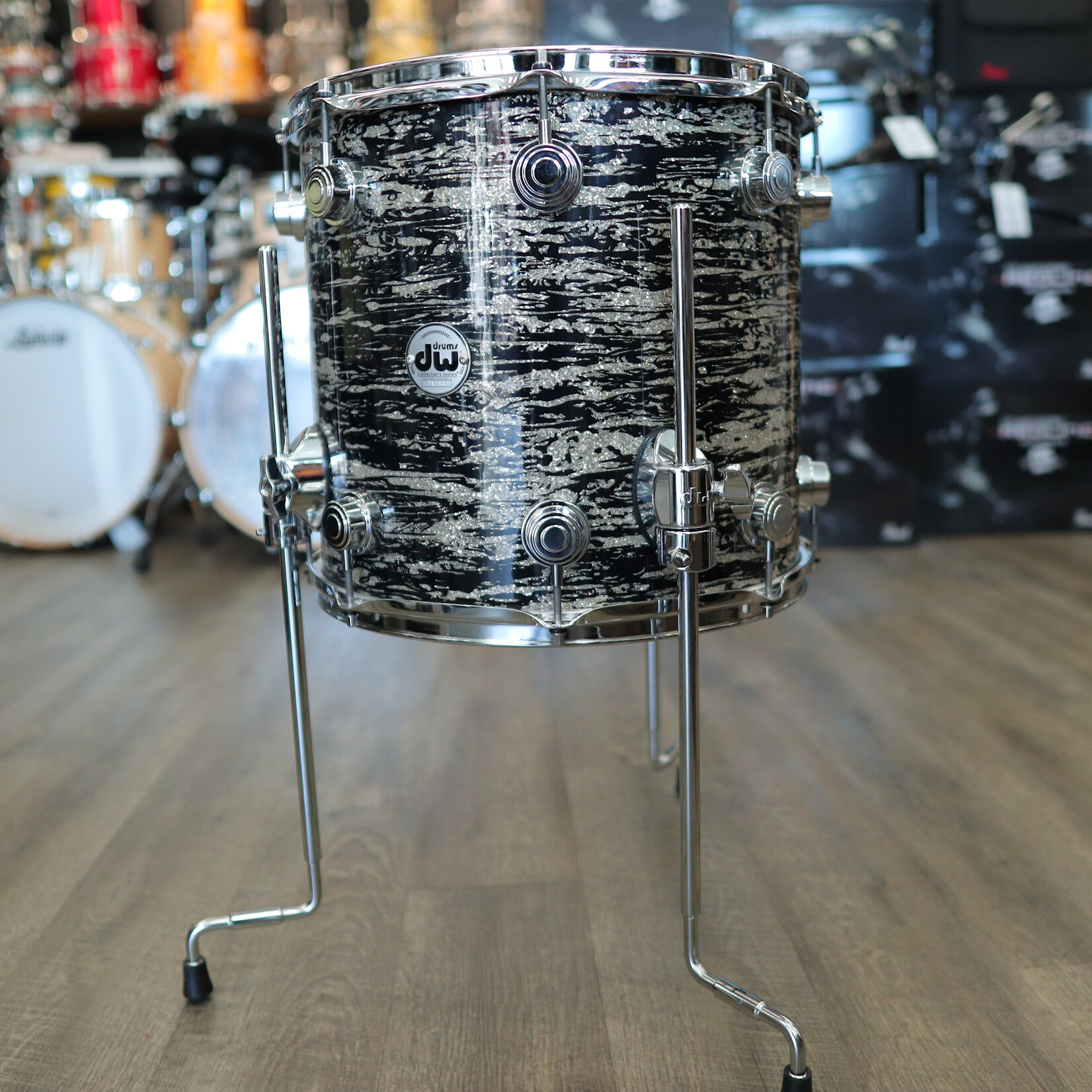 DW Pre-Owned DW Collector's Series 13x14" Maple/Mahogany Floor Tom (Black Oyster Glass)