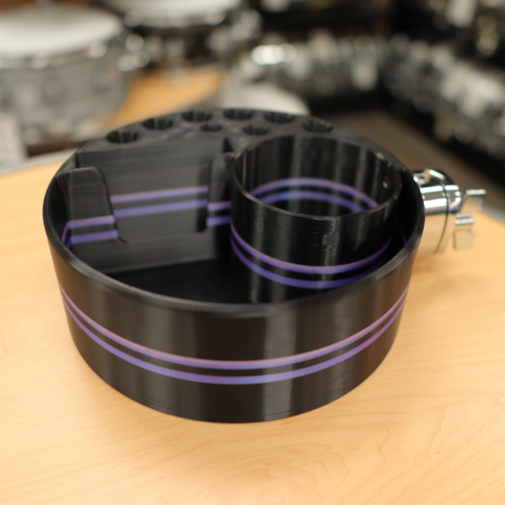 Deaf & Drum Deaf & Drum Drum Buddy BigMouth - (Premium/Custom) - Black w/ Translucent Purple Racing Stripes