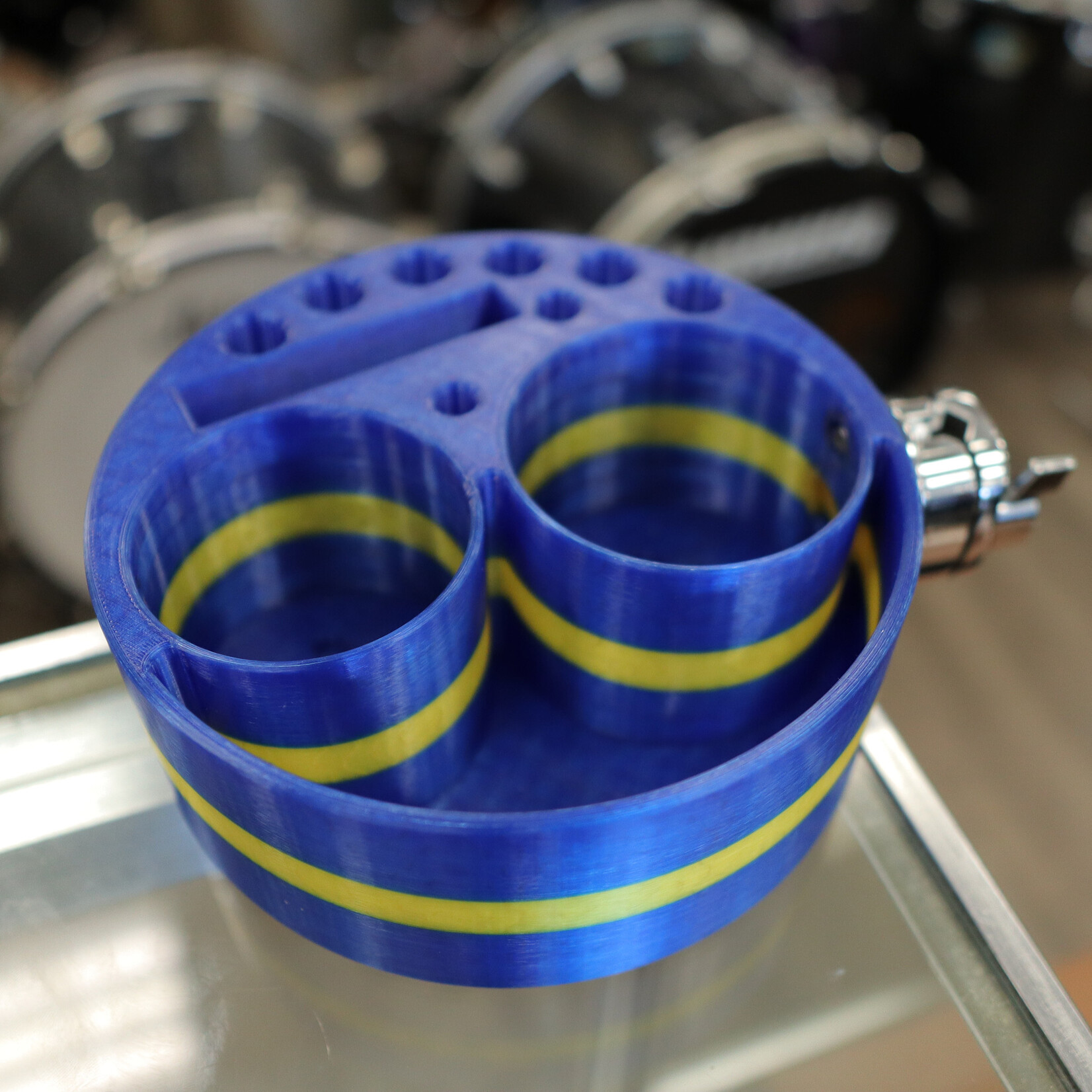 Deaf & Drum Deaf & Drum Drum Buddy Popeye - Dual Mount (Premium/Custom) - Blue/ Yellow Stripe
