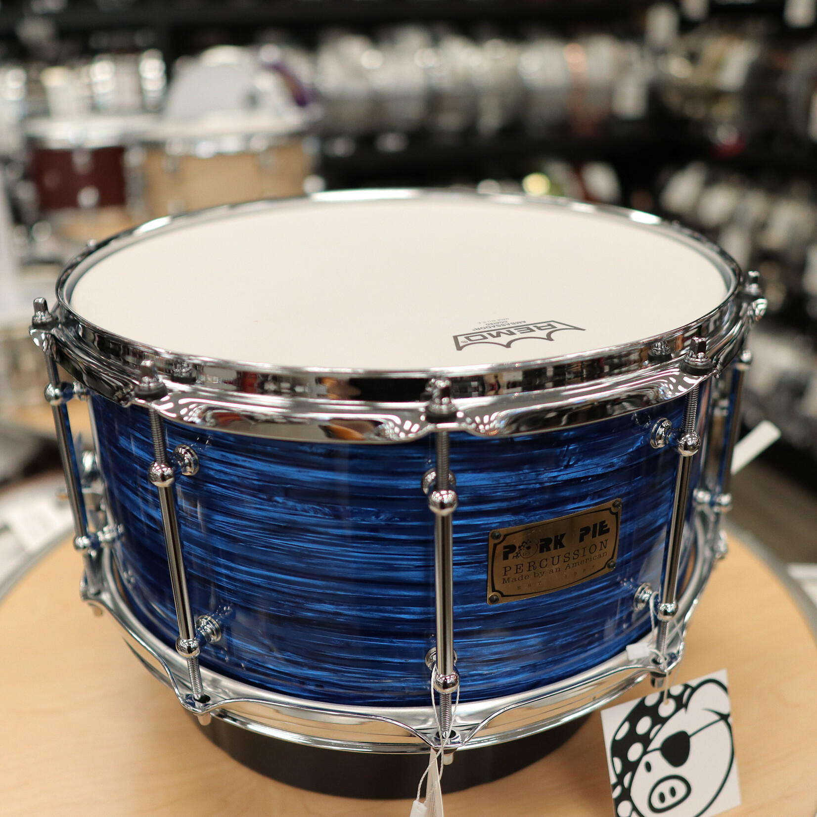 Pork Pie Pork Pie 7x14" Maple Snare Drum w/ Tube Lugs (Cobalt Blue Oyster)