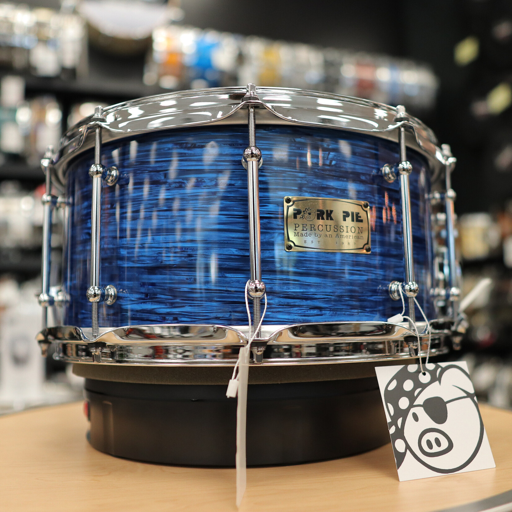 Pork Pie Pork Pie 7x14" Maple Snare Drum w/ Tube Lugs (Cobalt Blue Oyster)