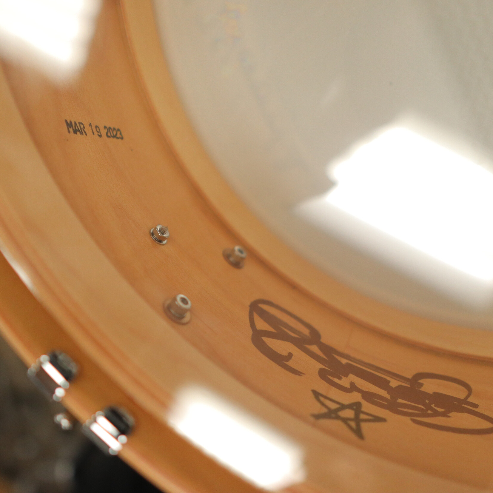 Woods Custom Drums Pre-Owned Woods Custom Drums 5.5x14" Maple/Mahogany Snare Drum w/ Rosewood Inlay & Hybrid Wood Metal Hoops