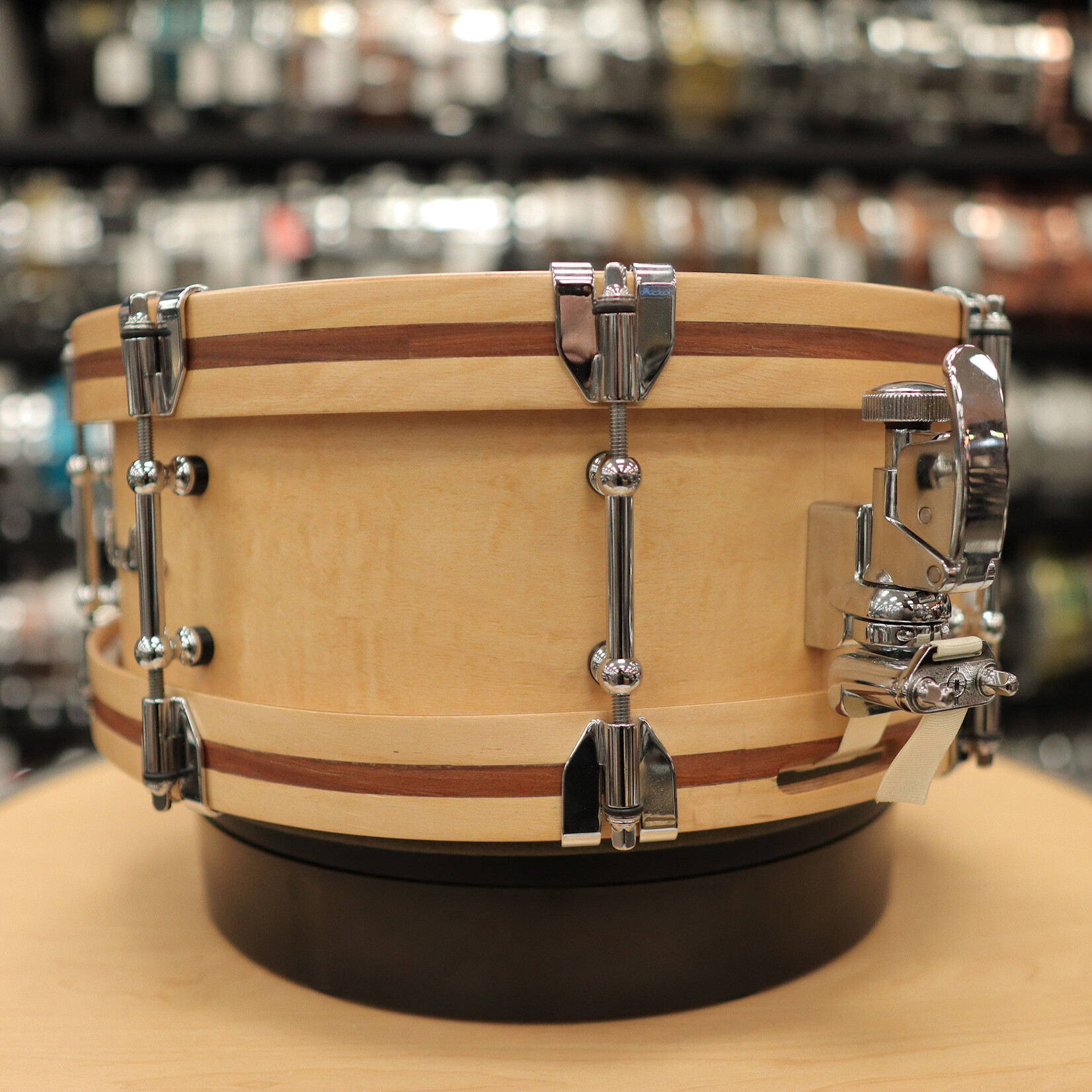 Woods Custom Drums Pre-Owned Woods Custom Drums 5.5x14" Maple/Mahogany Snare Drum w/ Rosewood Inlay & Hybrid Wood Metal Hoops