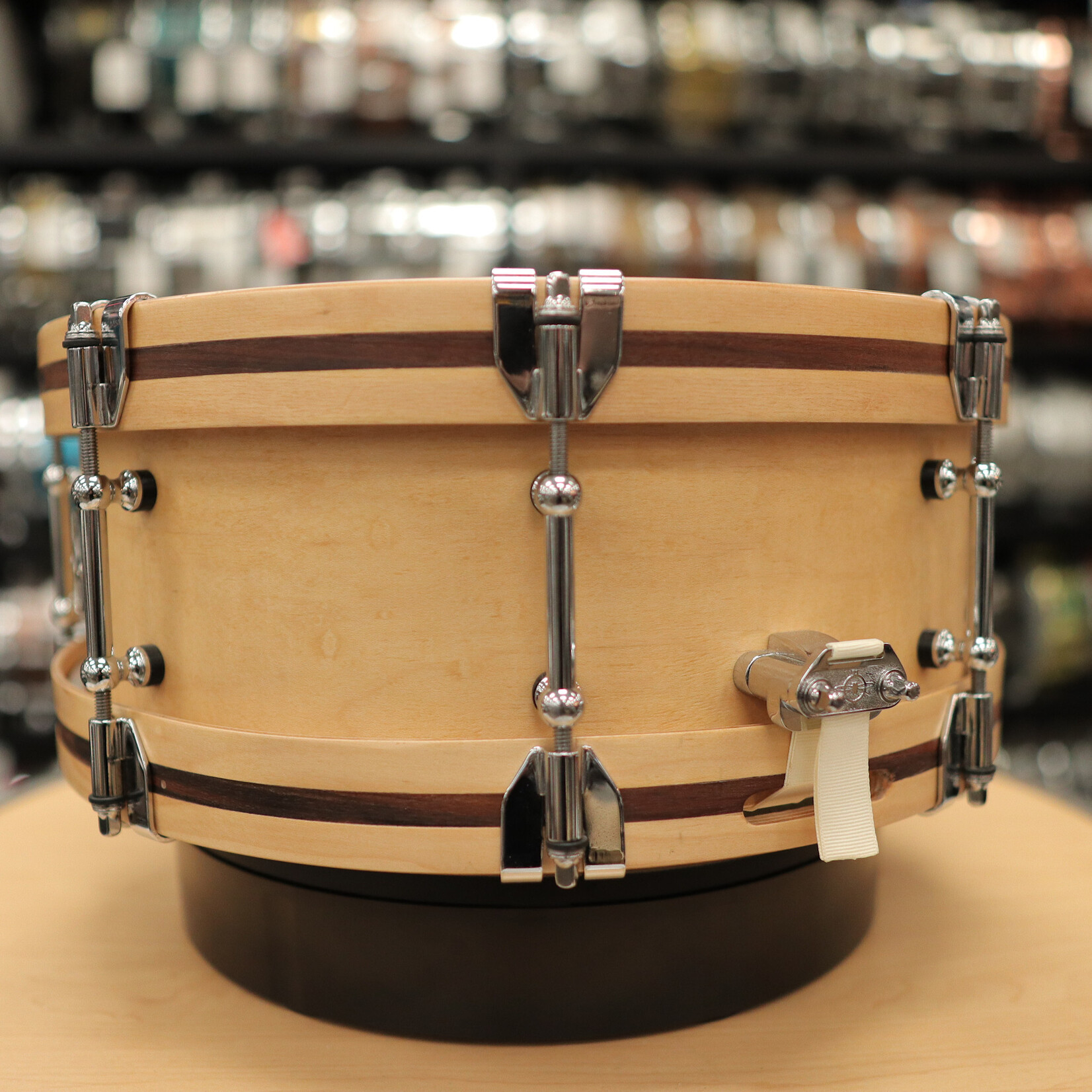 Woods Custom Drums Pre-Owned Woods Custom Drums 5.5x14" Maple/Mahogany Snare Drum w/ Rosewood Inlay & Hybrid Wood Metal Hoops