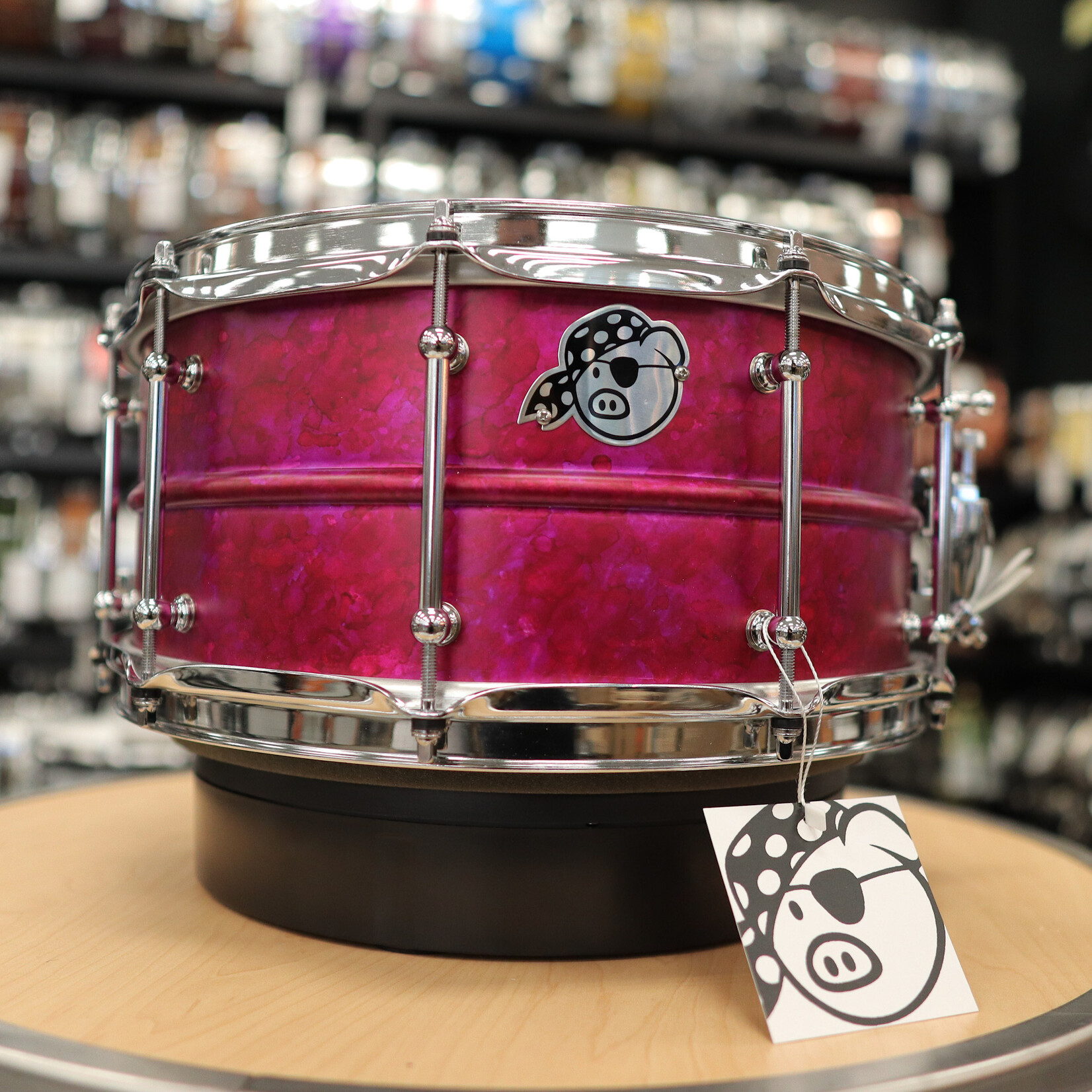 Pork Pie Pork Pie 6.5x14" Aluminum Snare Drum (Pink Alcohol Ink Finish)