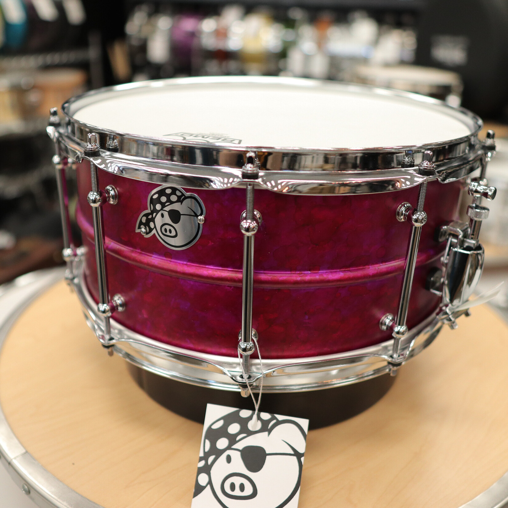 Pork Pie Pork Pie 6.5x14" Aluminum Snare Drum (Pink Alcohol Ink Finish)