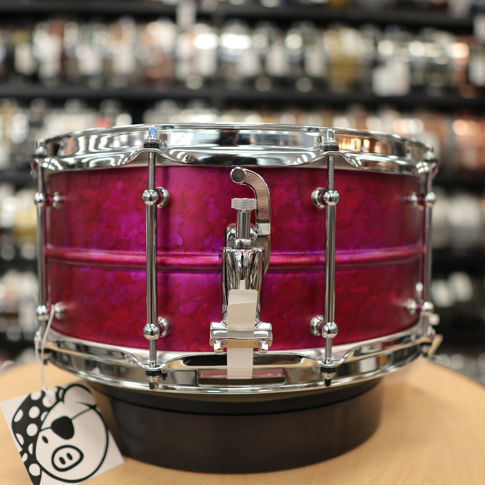 Pork Pie Pork Pie 6.5x14" Aluminum Snare Drum (Pink Alcohol Ink Finish)