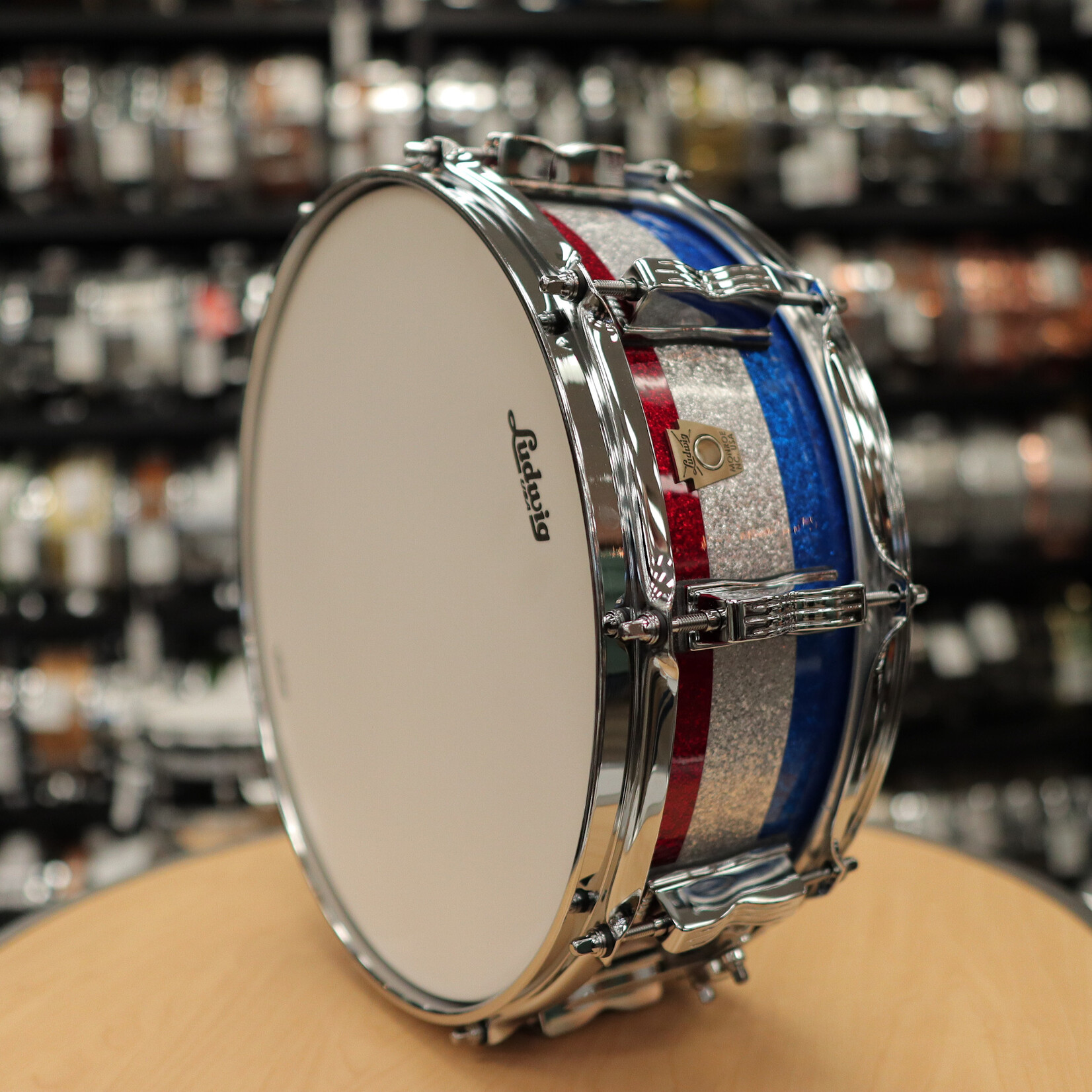 Ludwig Ludwig Classic Maple 5x14" Snare Drum (Red/ Silver/ Blue Tri-band)