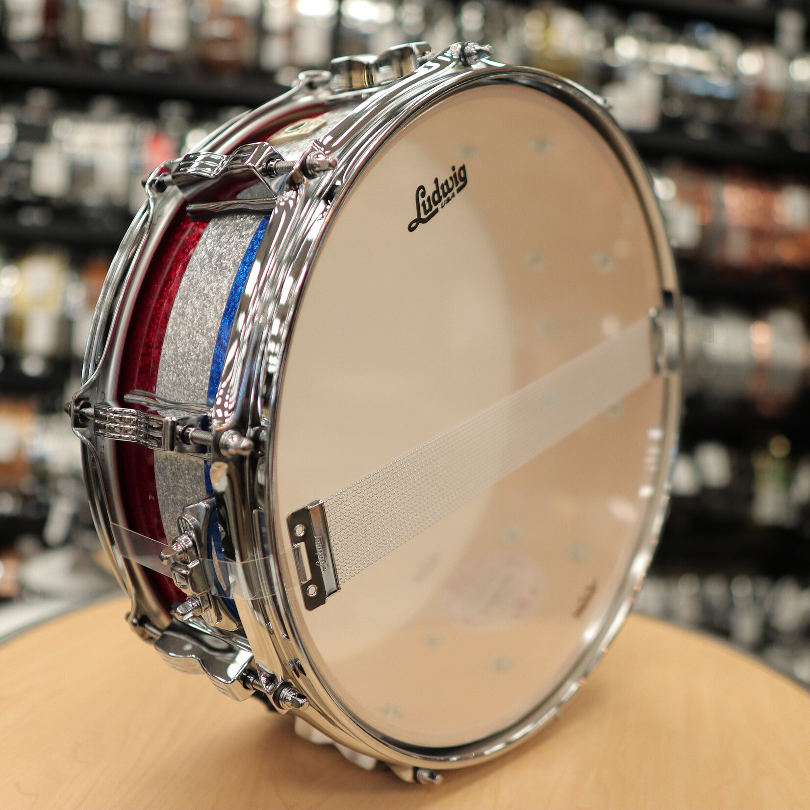 Ludwig Ludwig Classic Maple 5x14" Snare Drum (Red/ Silver/ Blue Tri-band)
